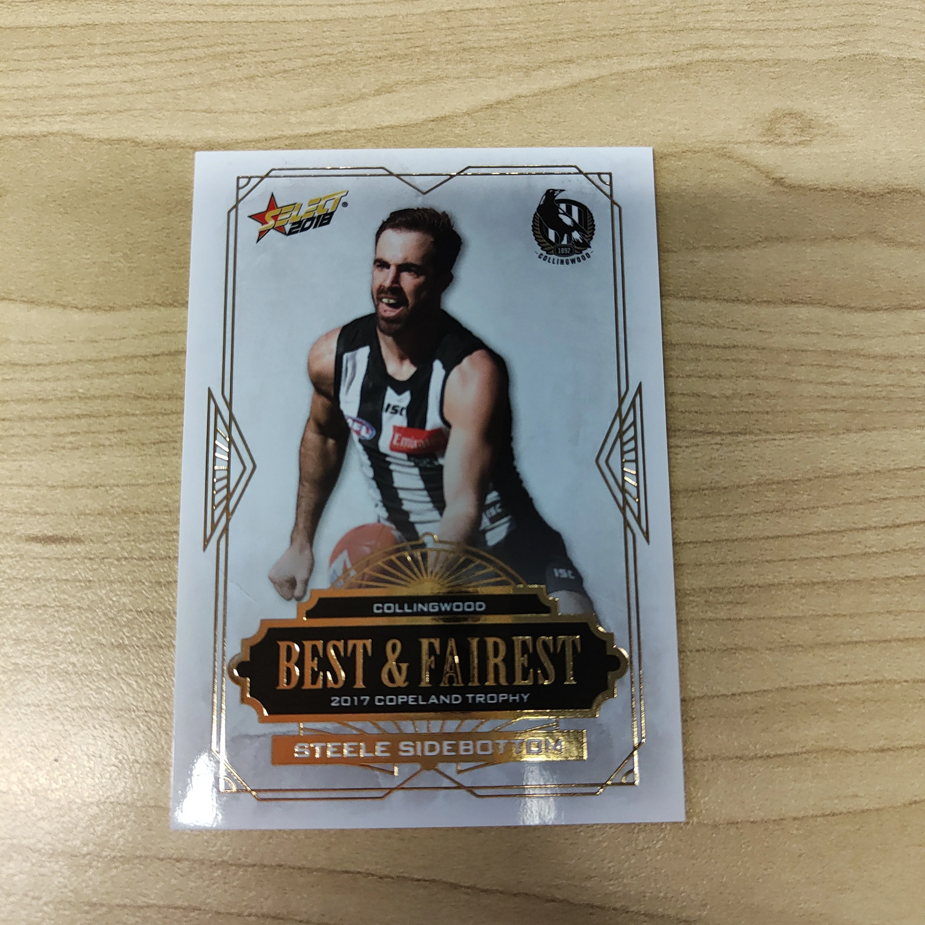 2018 Select AFL Best & Fairest Card Steele Sidebottom Collingwood
