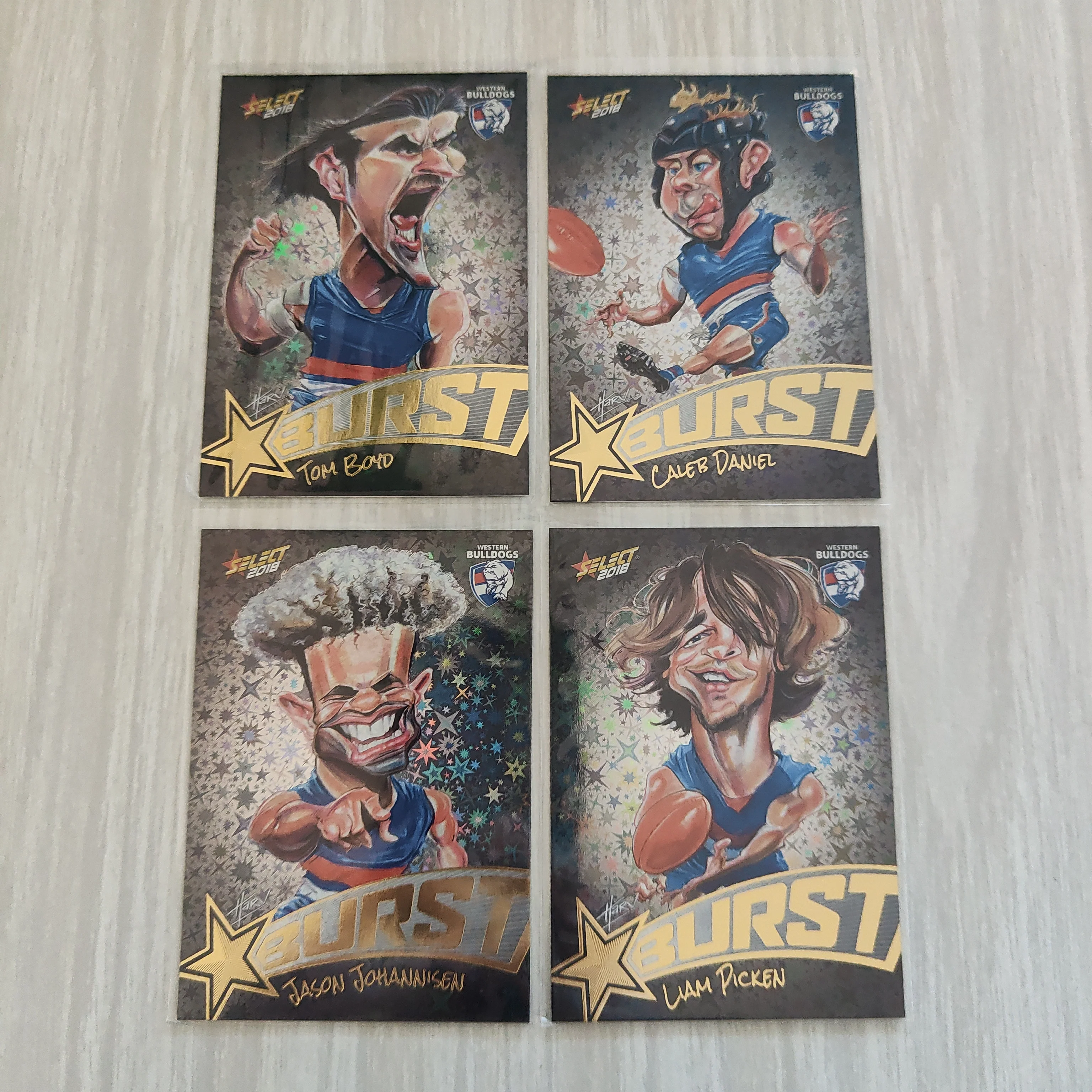2018 Select Black Starburst Western Bulldogs Team Set of 4 Cards