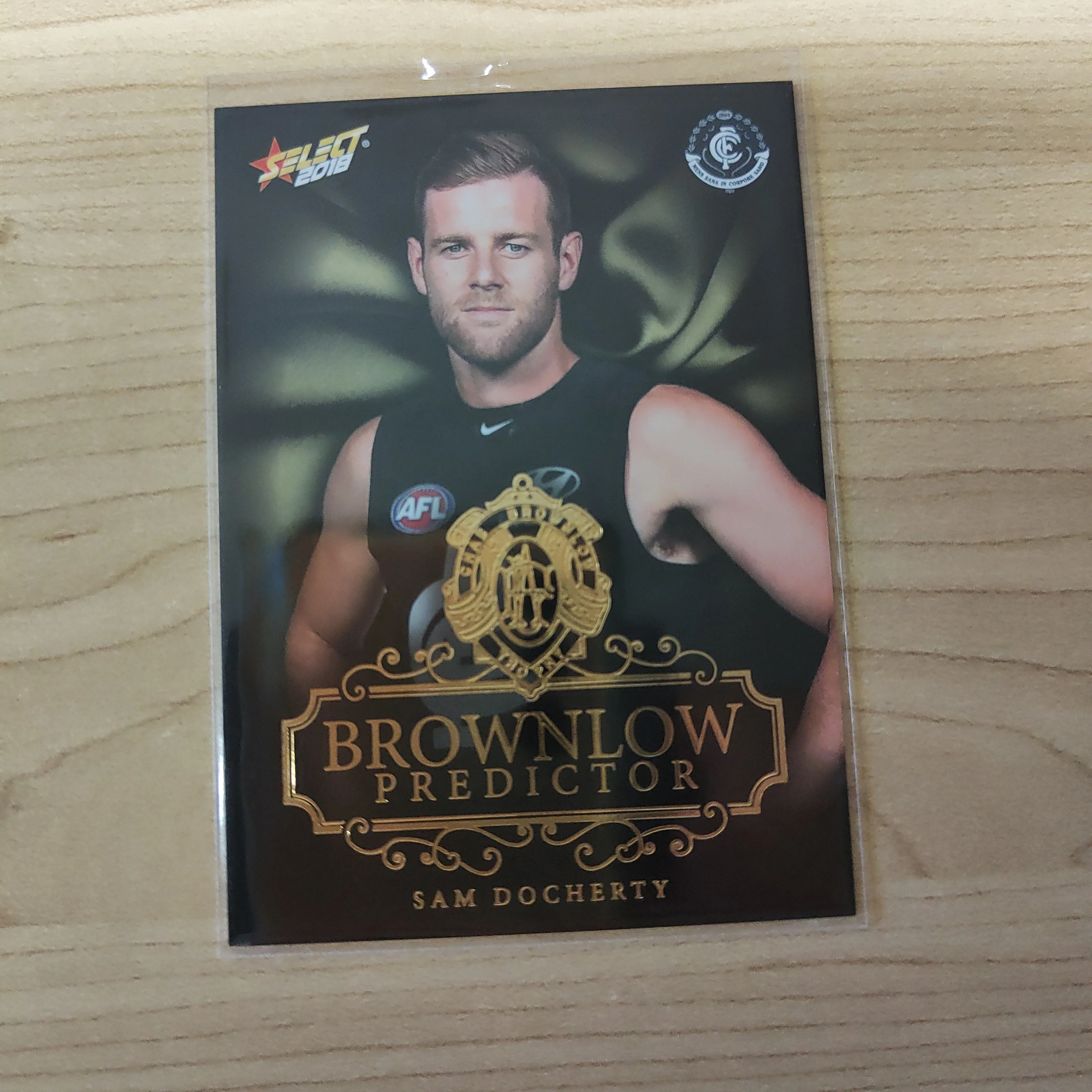 2018 Select Footy Stars Gold Brownlow Predictor Sam Docherty Carlton 121/250