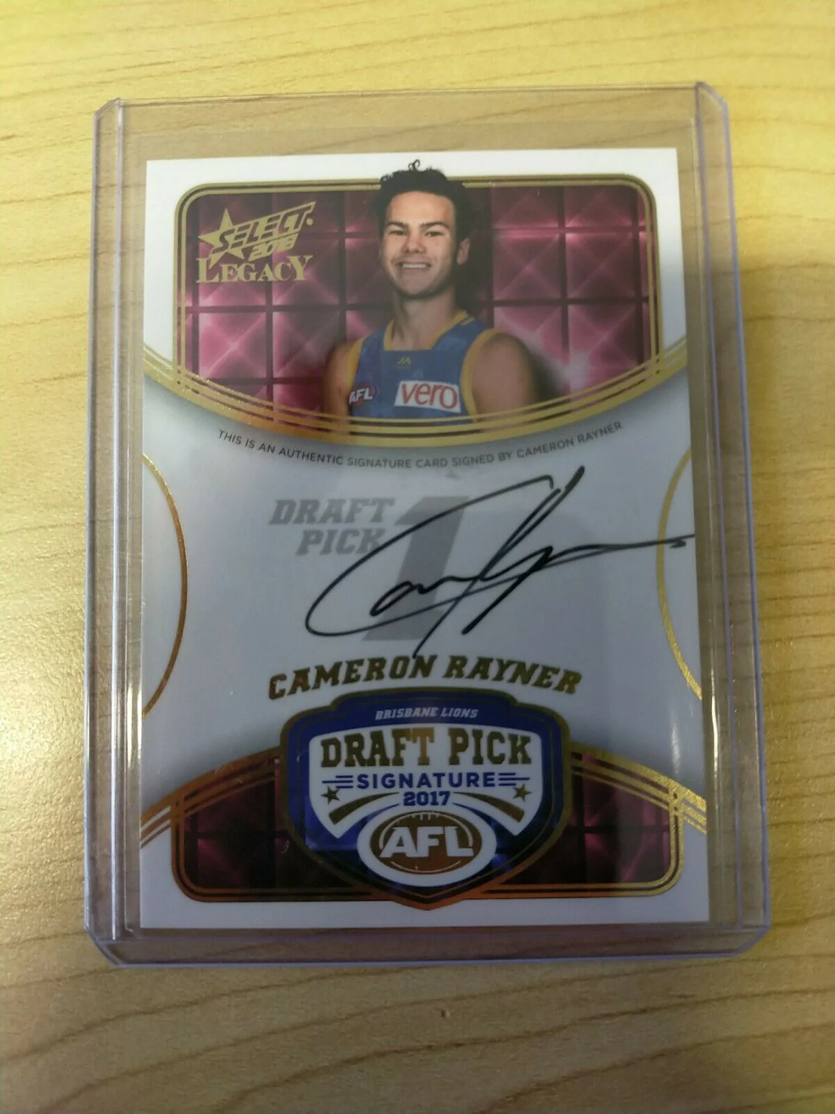2018 Select Legacy Draft Pick Signature Cameron Rayner Draft Pick 1 No.132/180