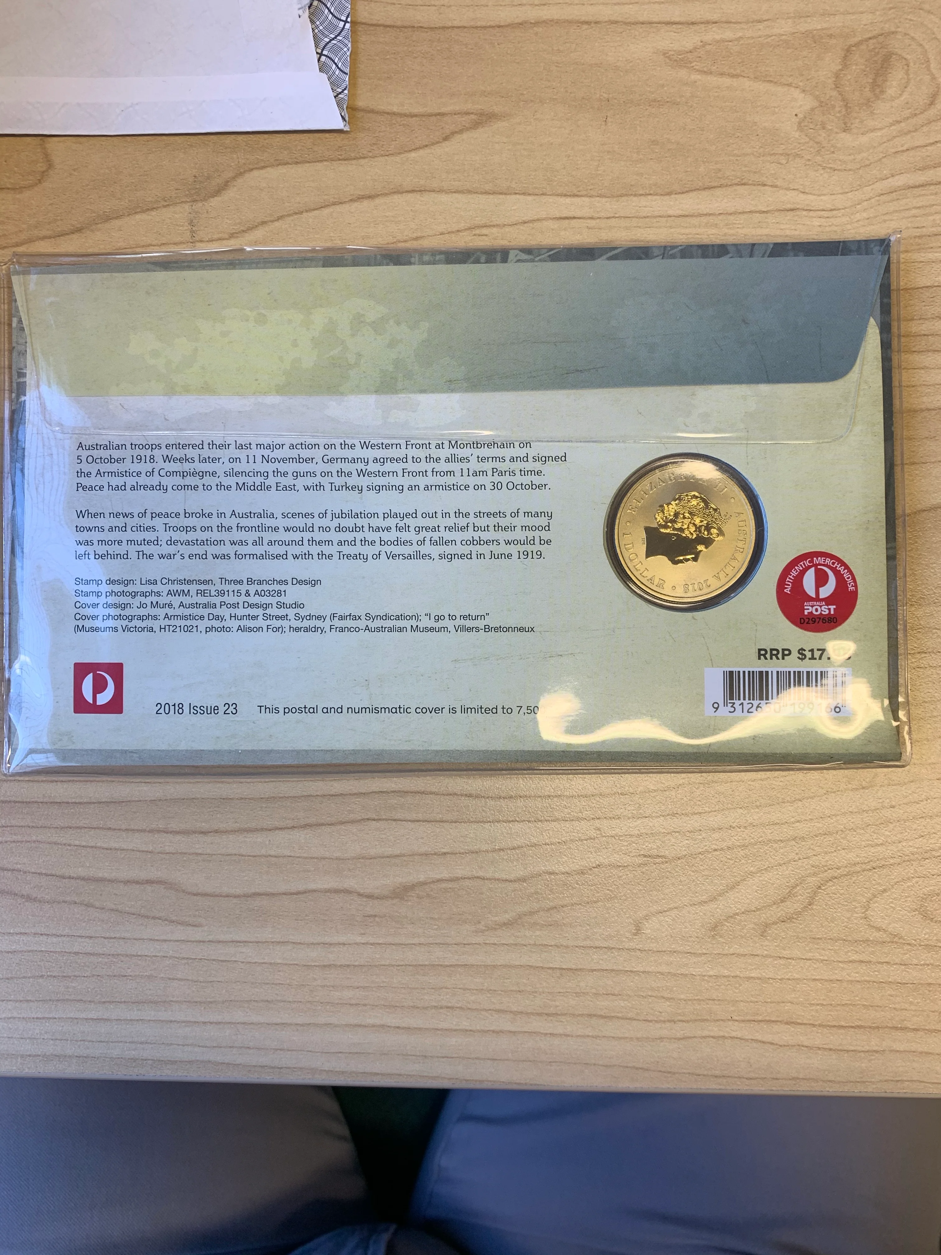 2018 WWI Centenary PNC with $1 coin - Image 2