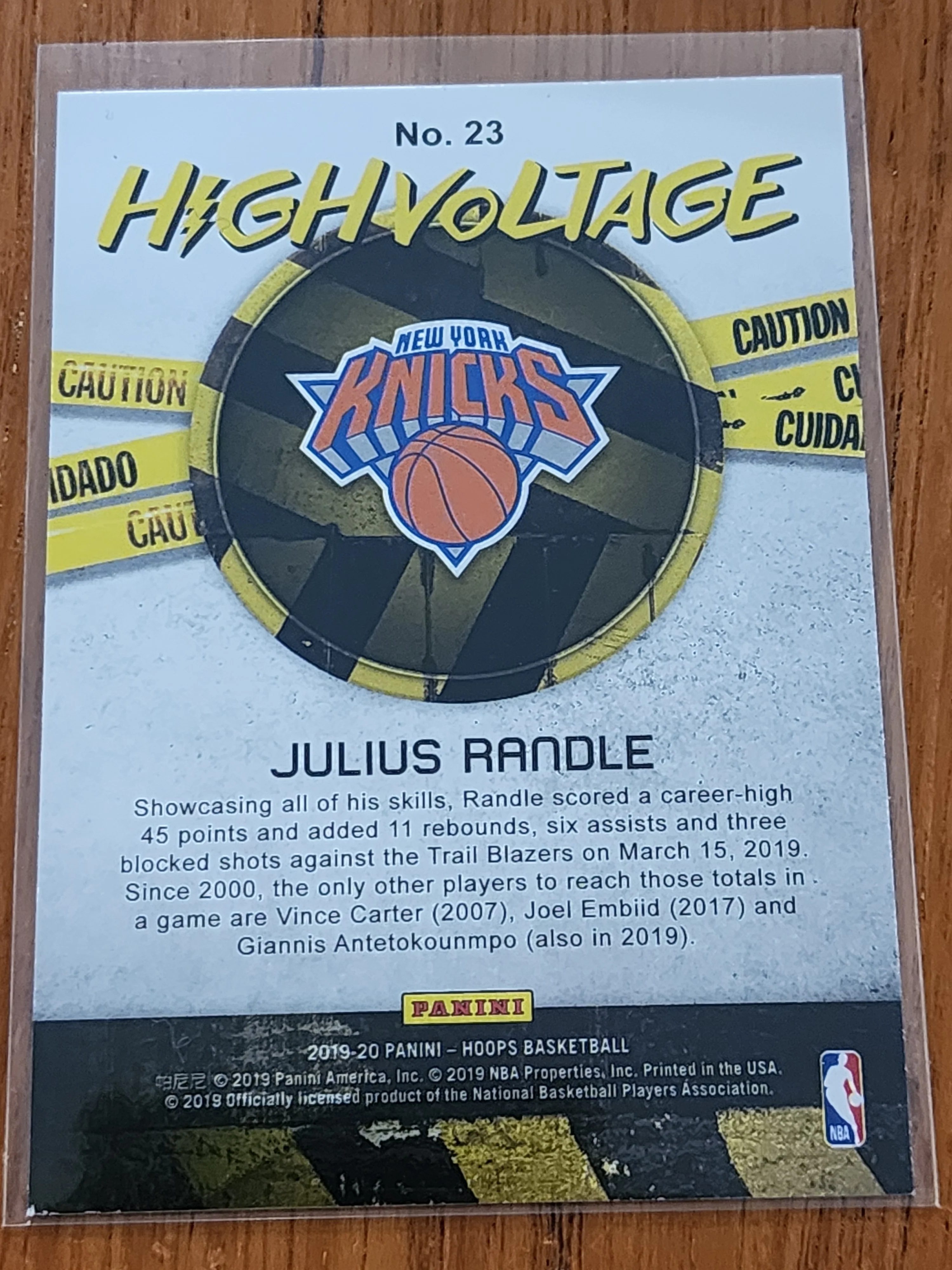 2019-20 Panini NBA Hoops High Voltage Julius Randle #23 - Image 2