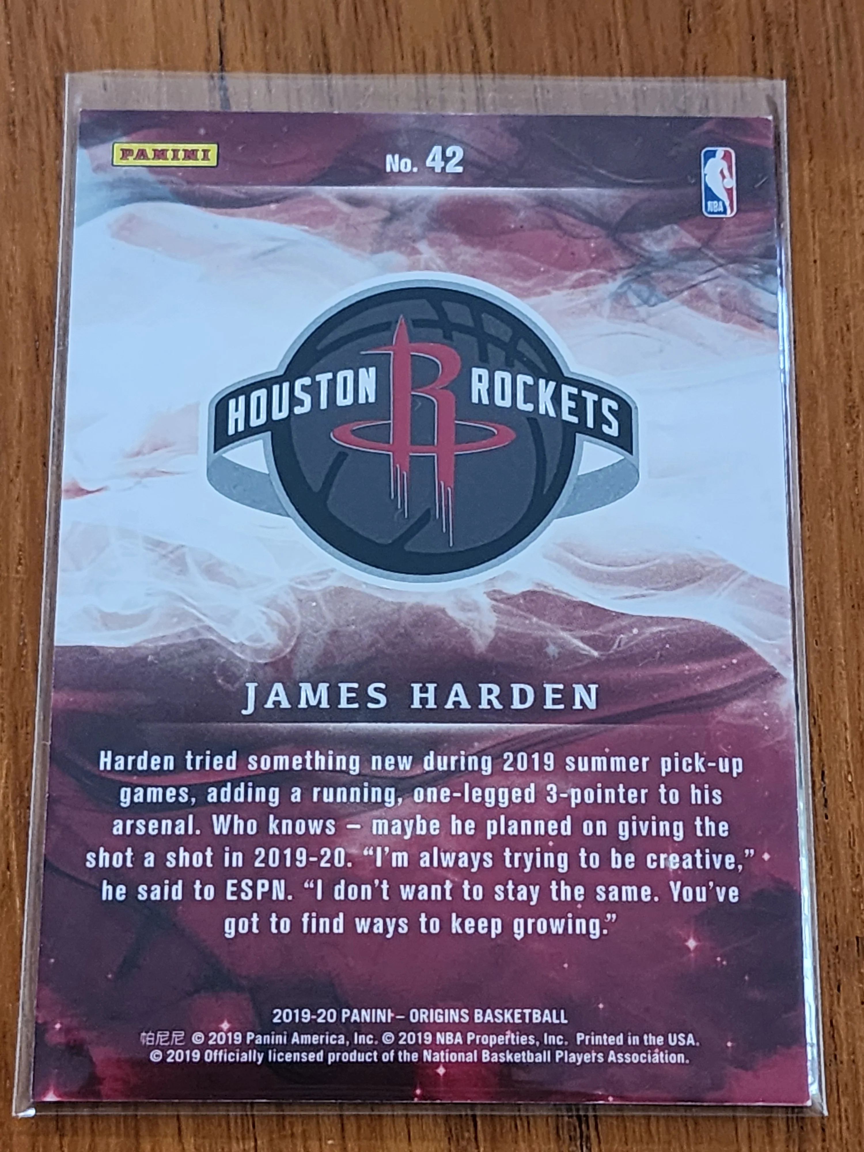2019-20 Panini Origins Red #42 James Harden Houston Rockets - Image 2