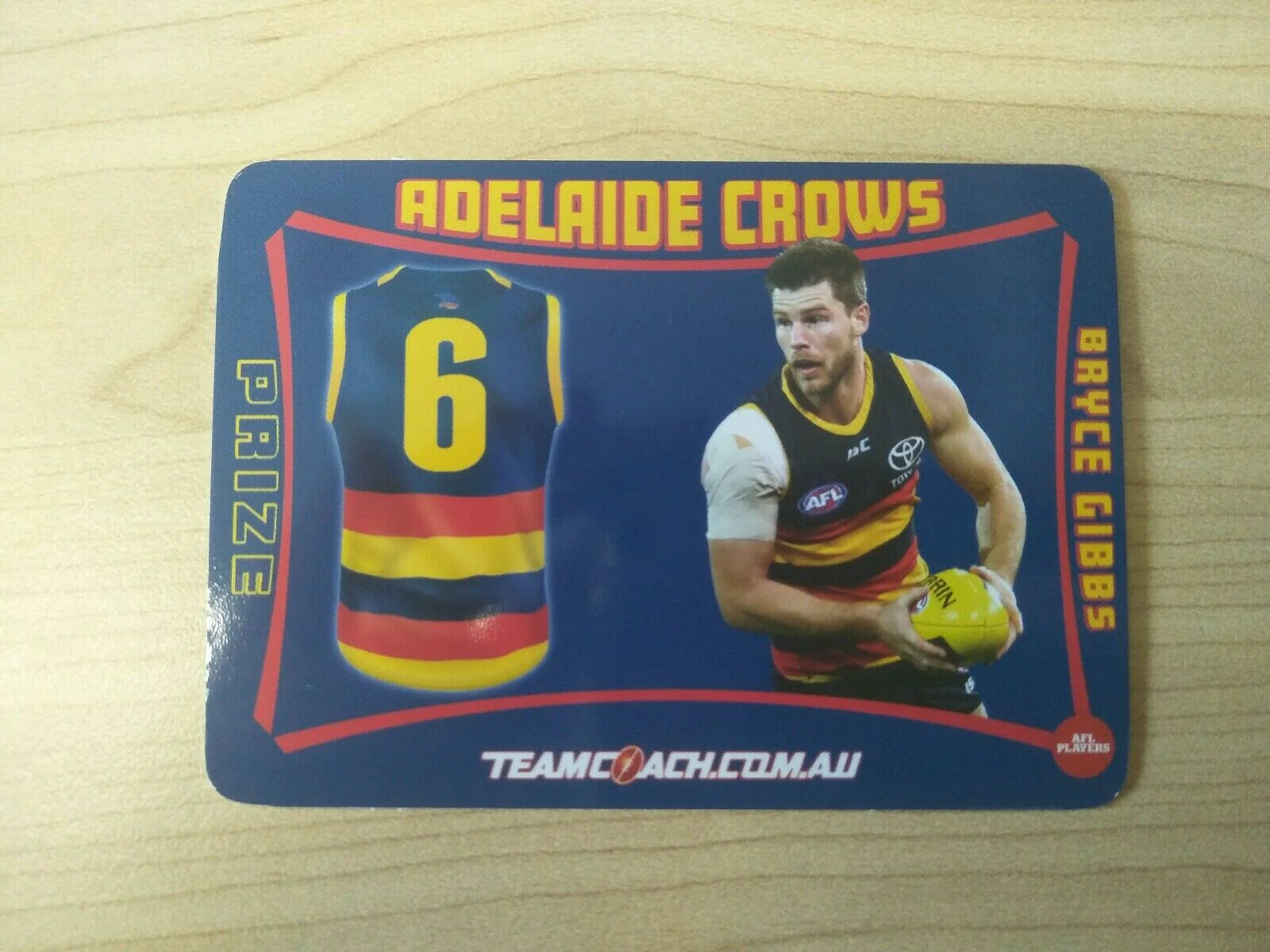 2019 AFL Team Coach Prize Card Adelaide Crows Bryce Gibbs - Image 2