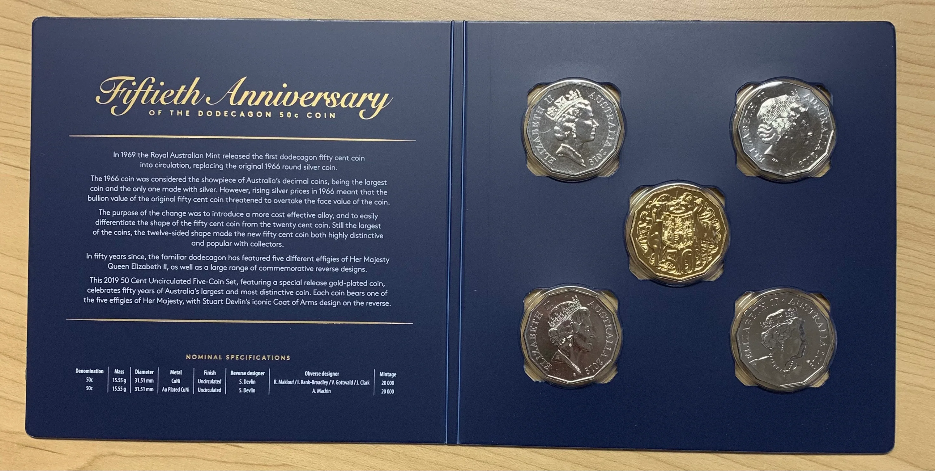 Australia 2019 Royal Australian Mint 50th Anniversary 50c Coin Set