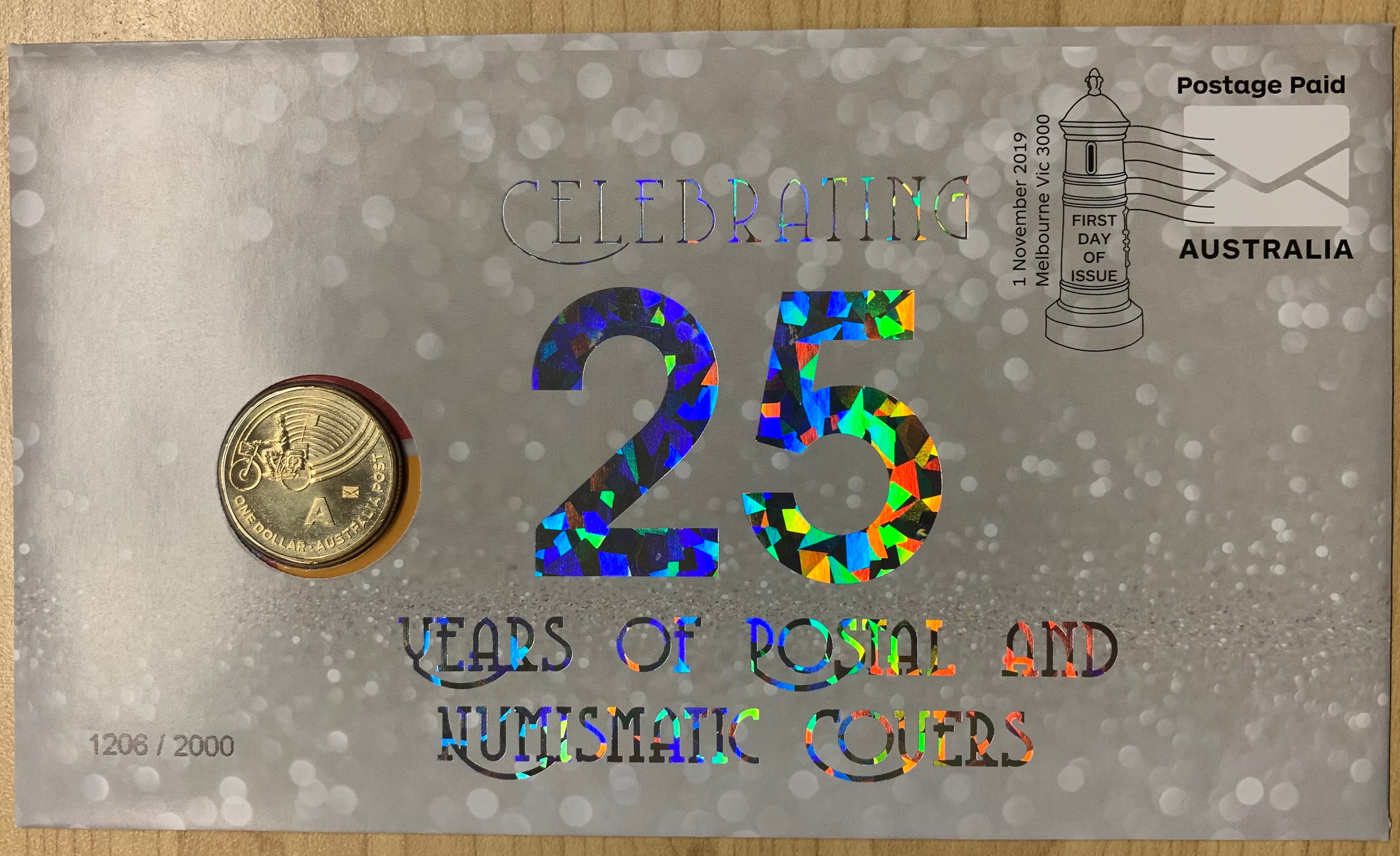 Australia 2019 $1 A Overprint "Celebrating 25 Years of PNCs"