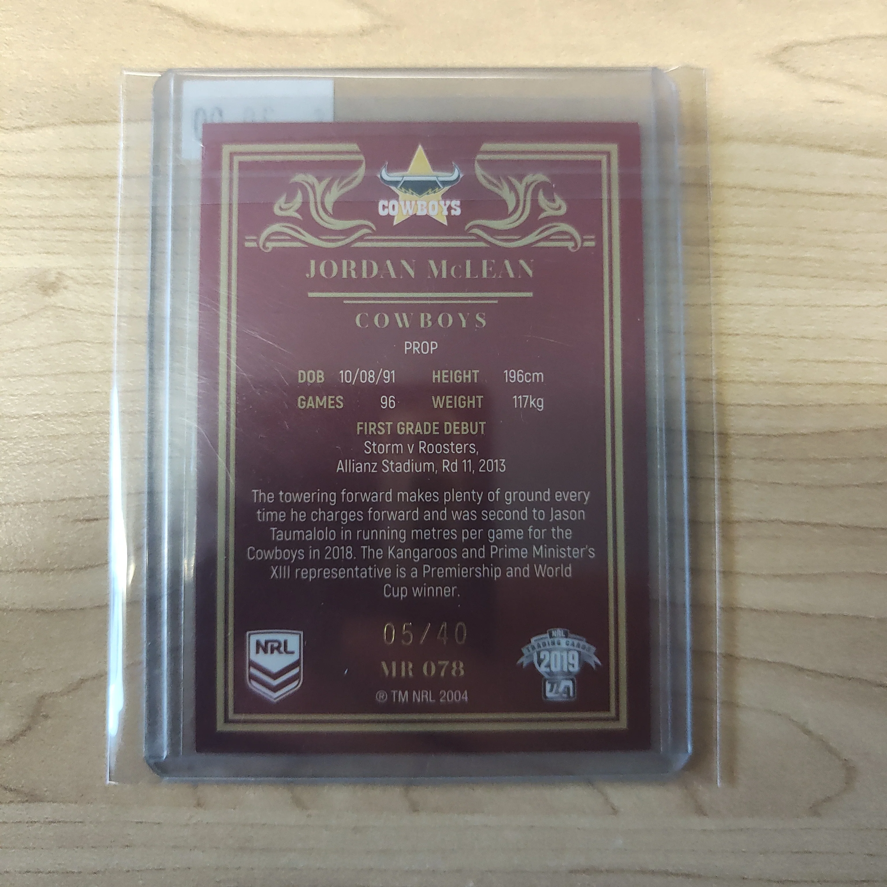 2019 NRL Elite Mojo Ruby Jordan McLean Cowboys 05/40 - Image 2