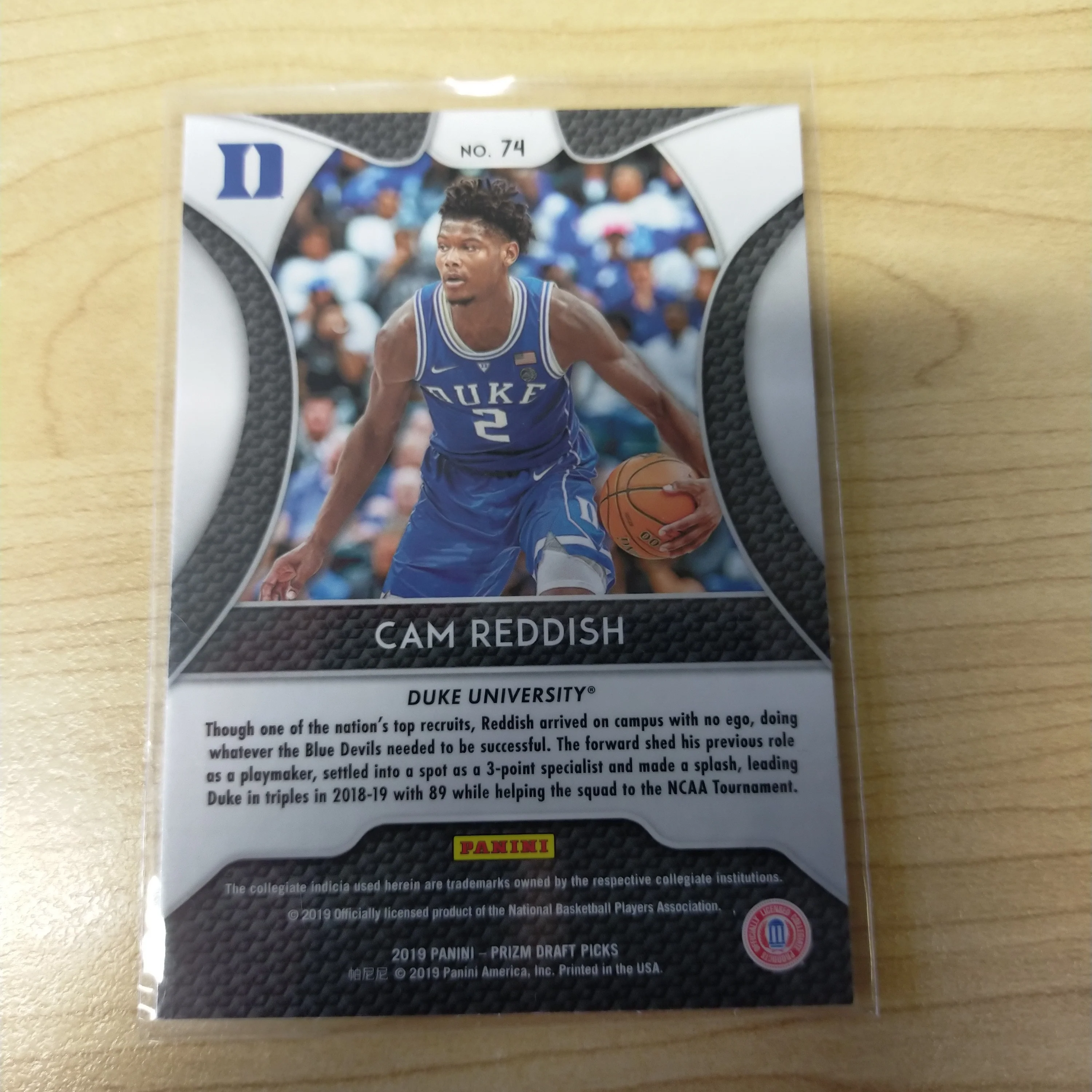 2019 Panini Prizm Duke University Cam Reddish NBA Basketball Card - Image 2