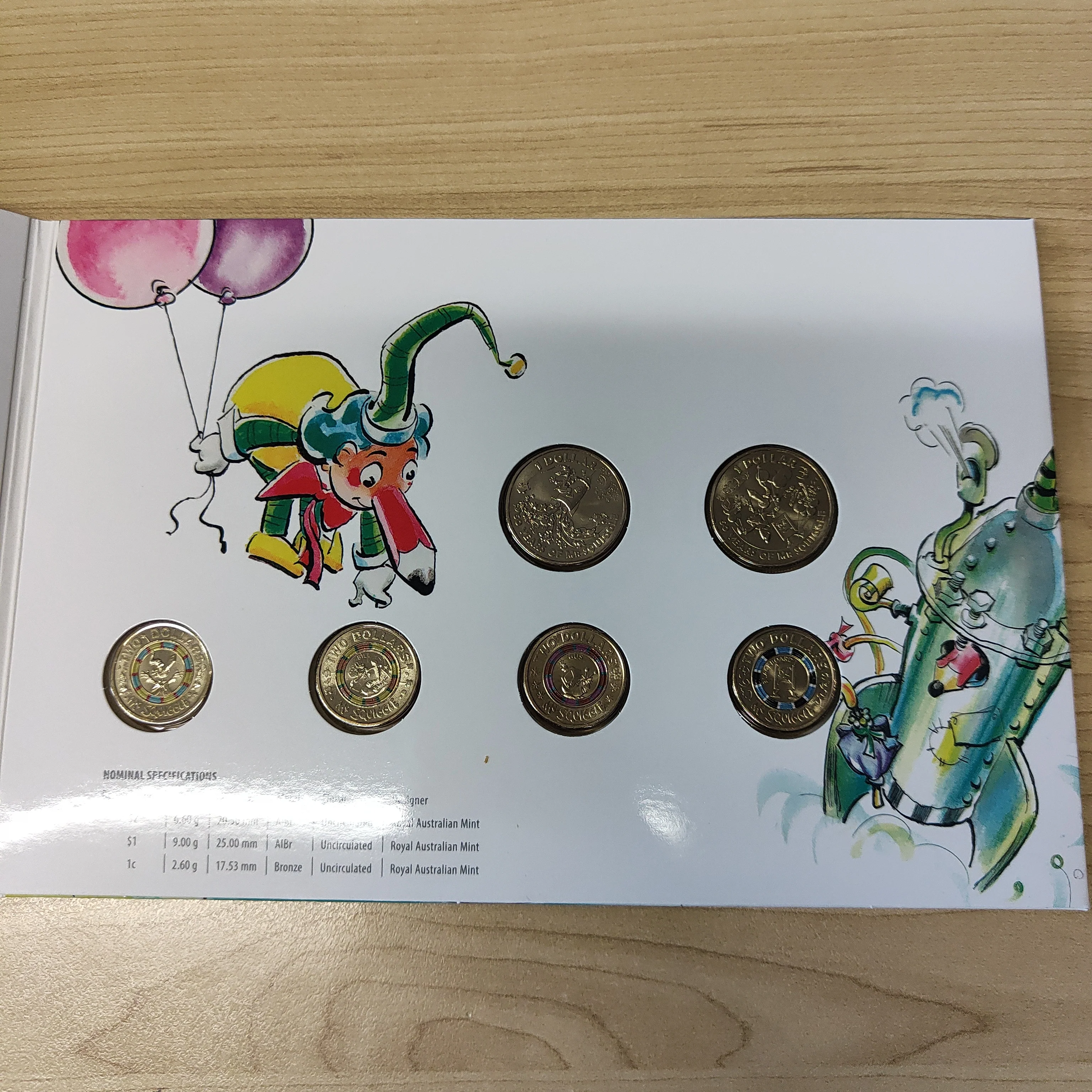 Australia 2019 Royal Australian Mint $2 Mr Squiggle & Friends Coloured Coin Collection - Image 2