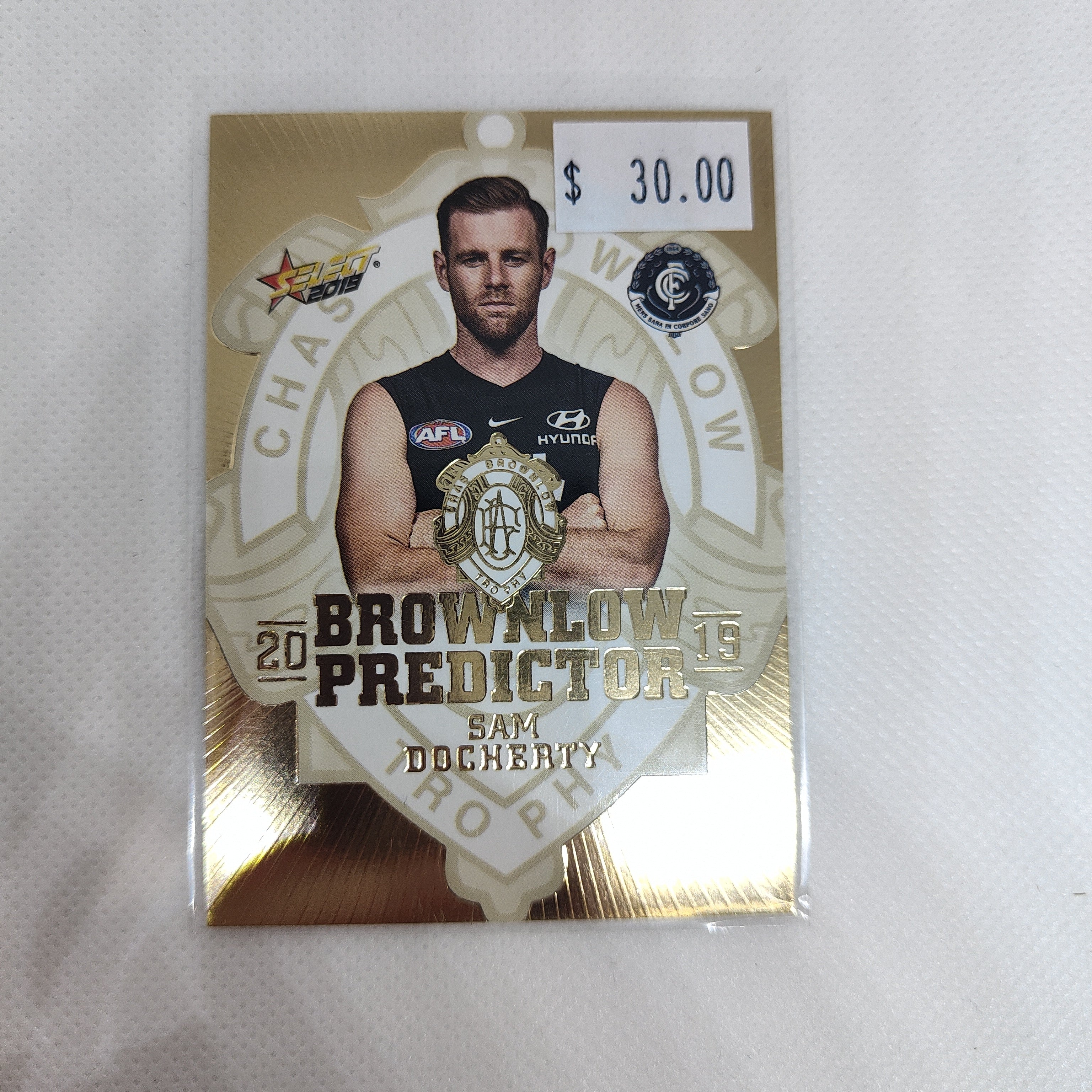 2019 Select Gold Brownlow Predictor Sam Docherty Carlton