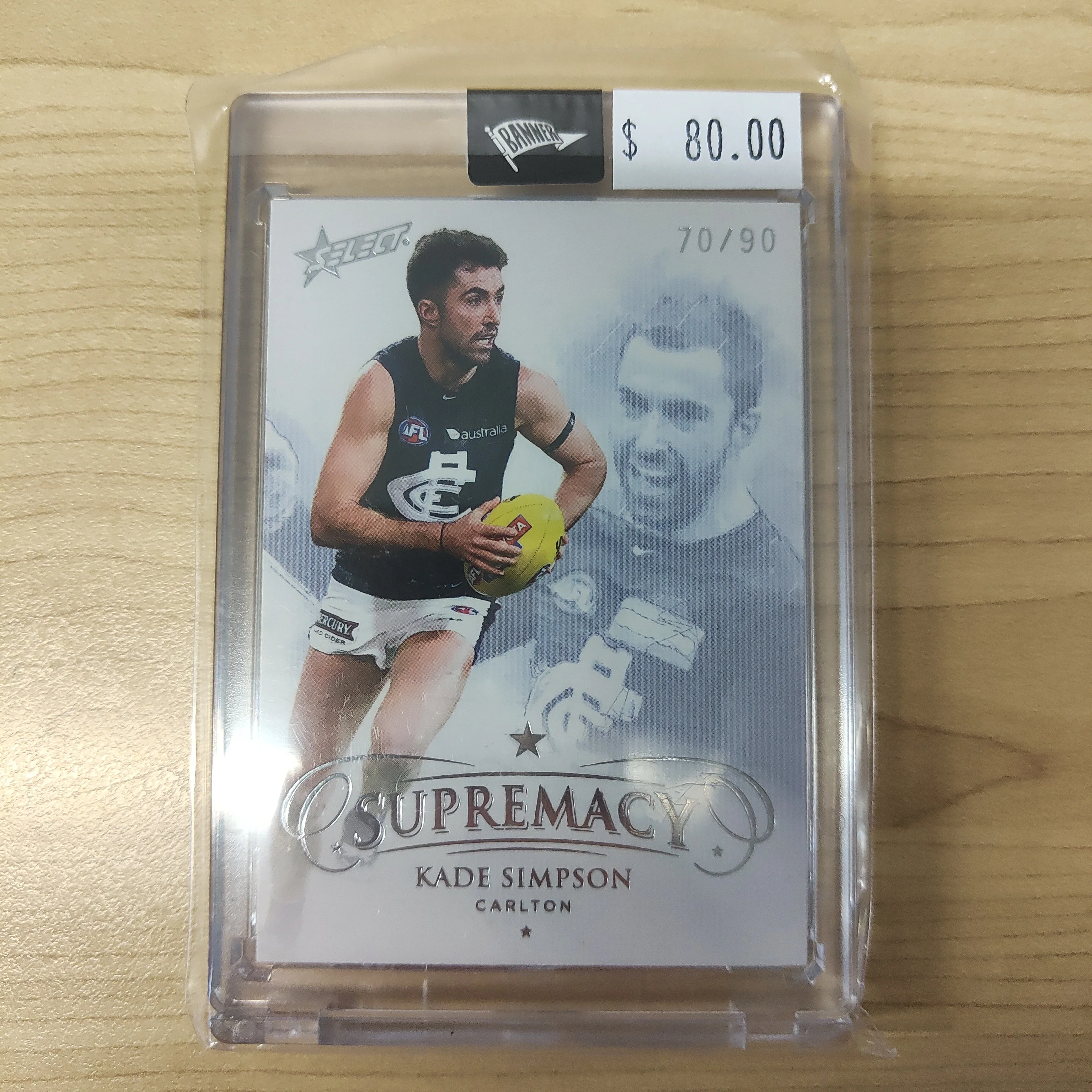 2019 Select Supremacy Silver Base Card Kade Simpson Carlton 70/90