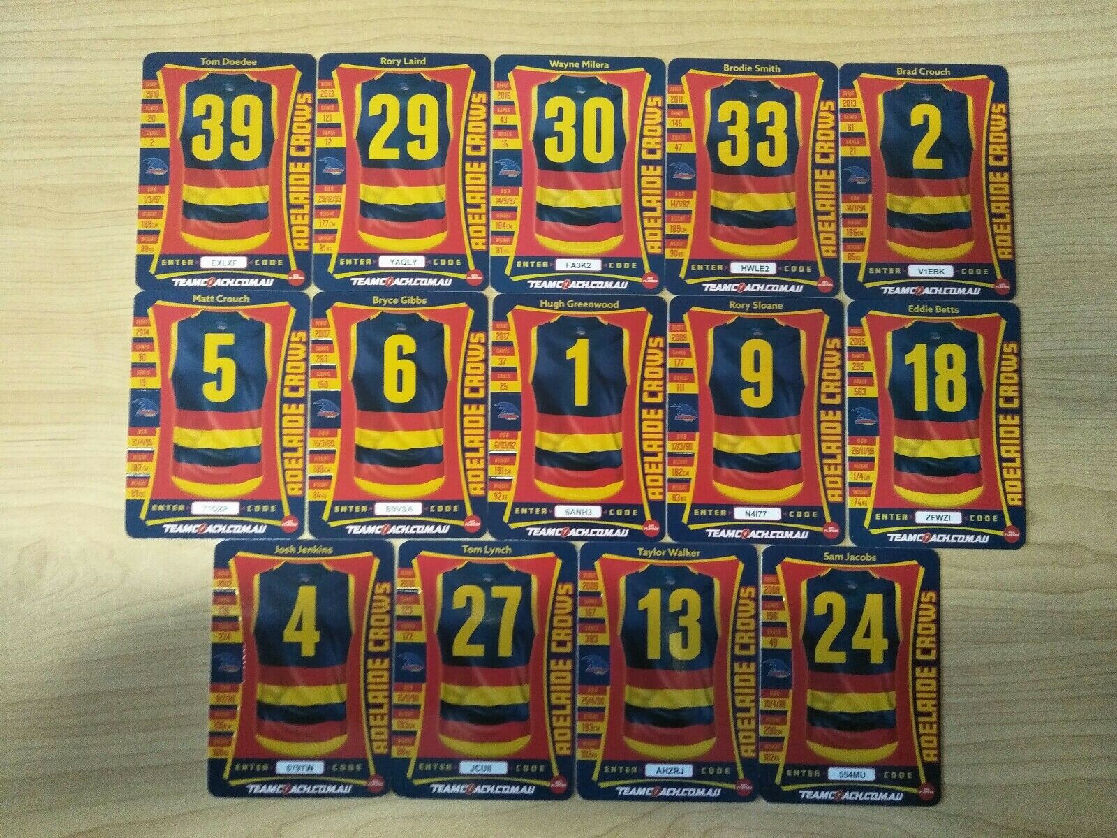 2019 Teamcoach Gold Adelaide Team Set Of 14 Cards - Image 2