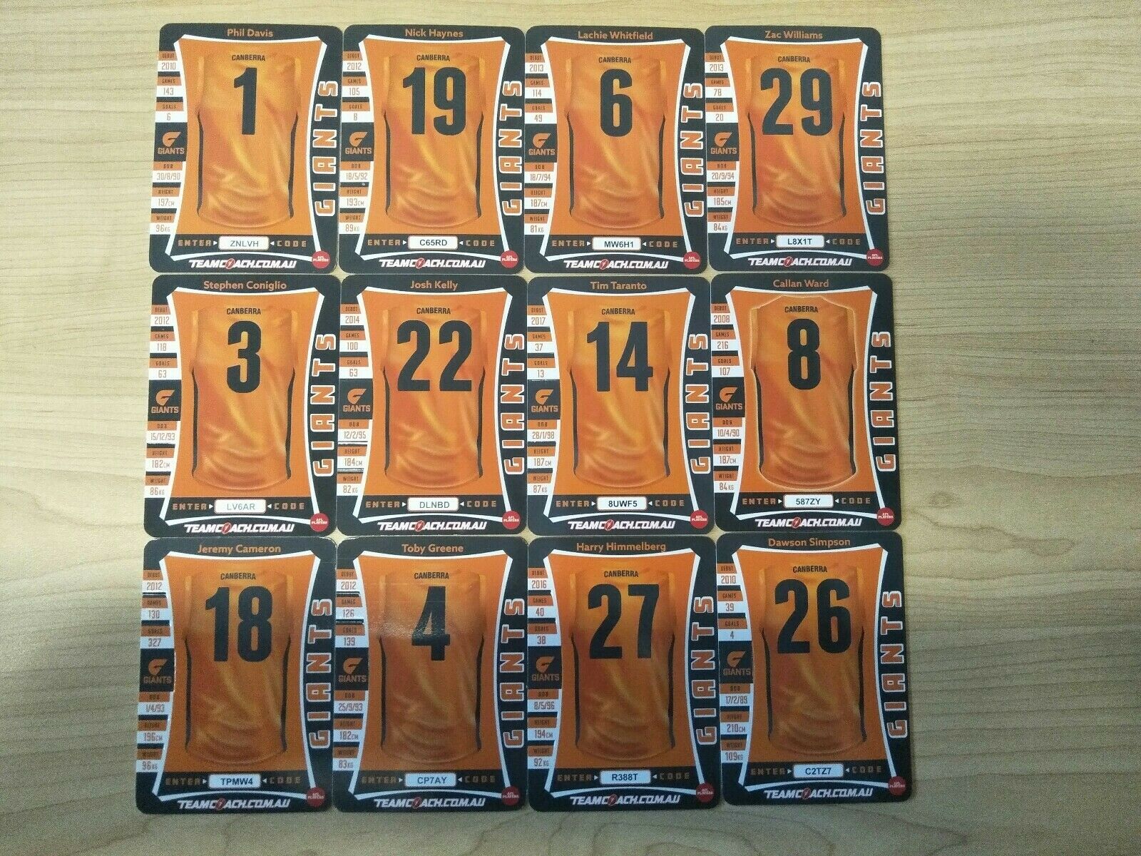2019 Teamcoach Gold Giants Team Set Of 12 Cards - Image 3