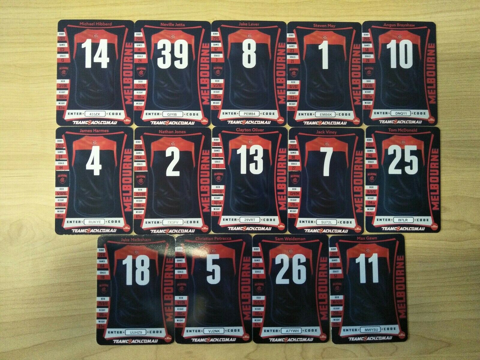 2019 Teamcoach Gold Melbourne Team Set Of 14 Cards - Image 3