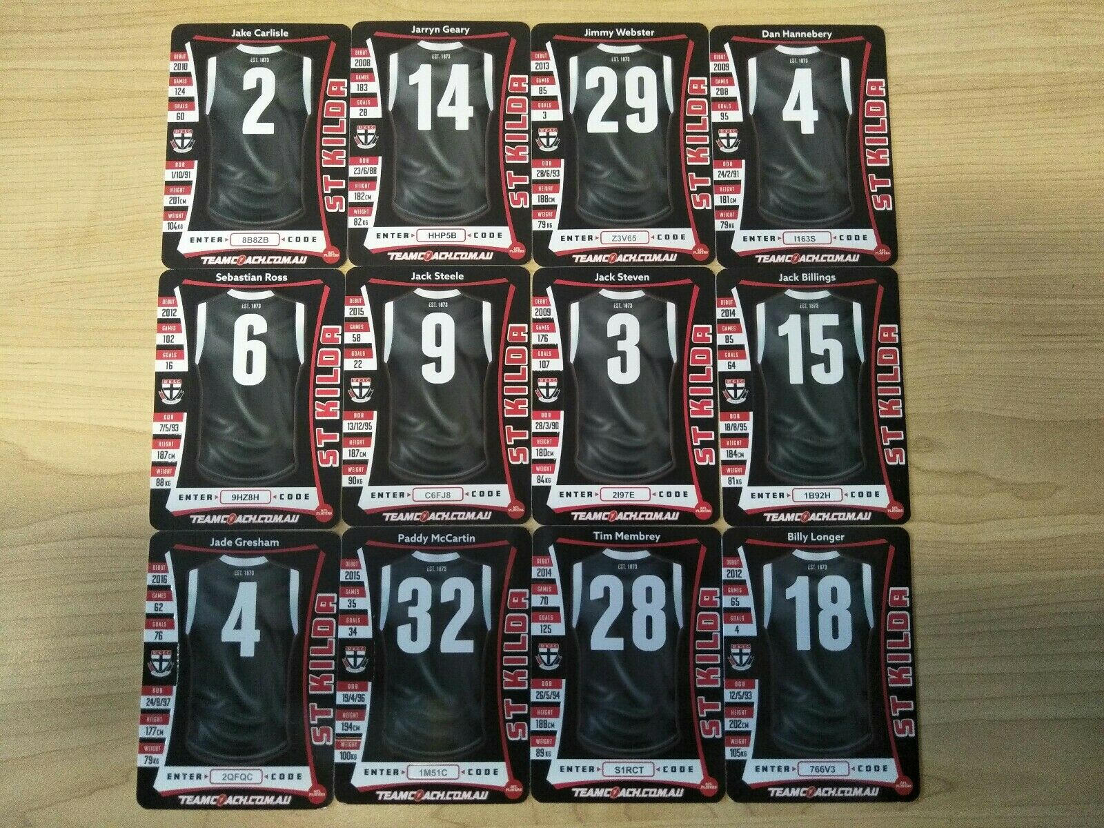 2019 Teamcoach Gold St Kilda Team Set Of 12 Cards - Image 3