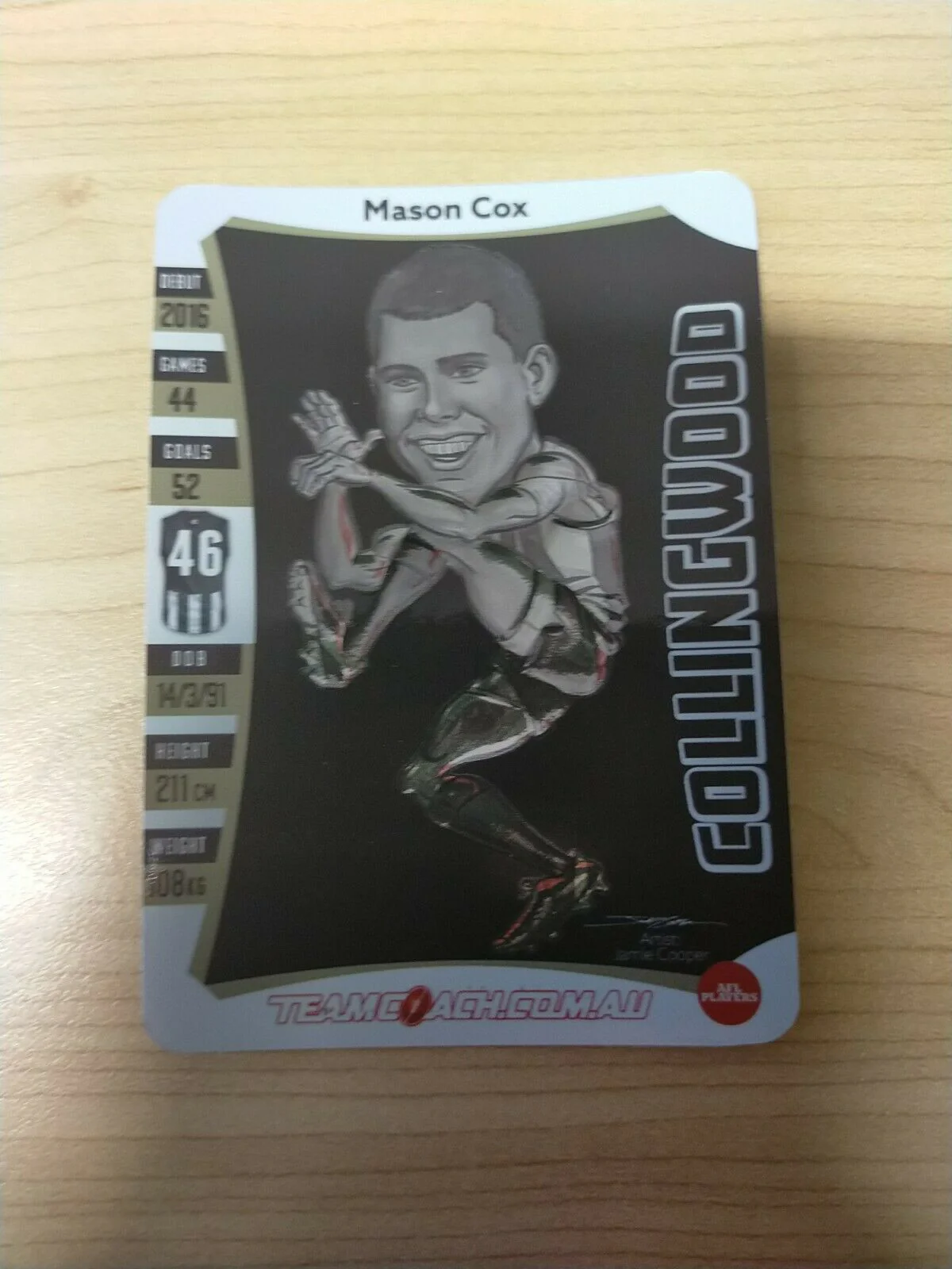 2019 Teamcoach Magic Wildcard Mason Cox Collingwood - Image 2