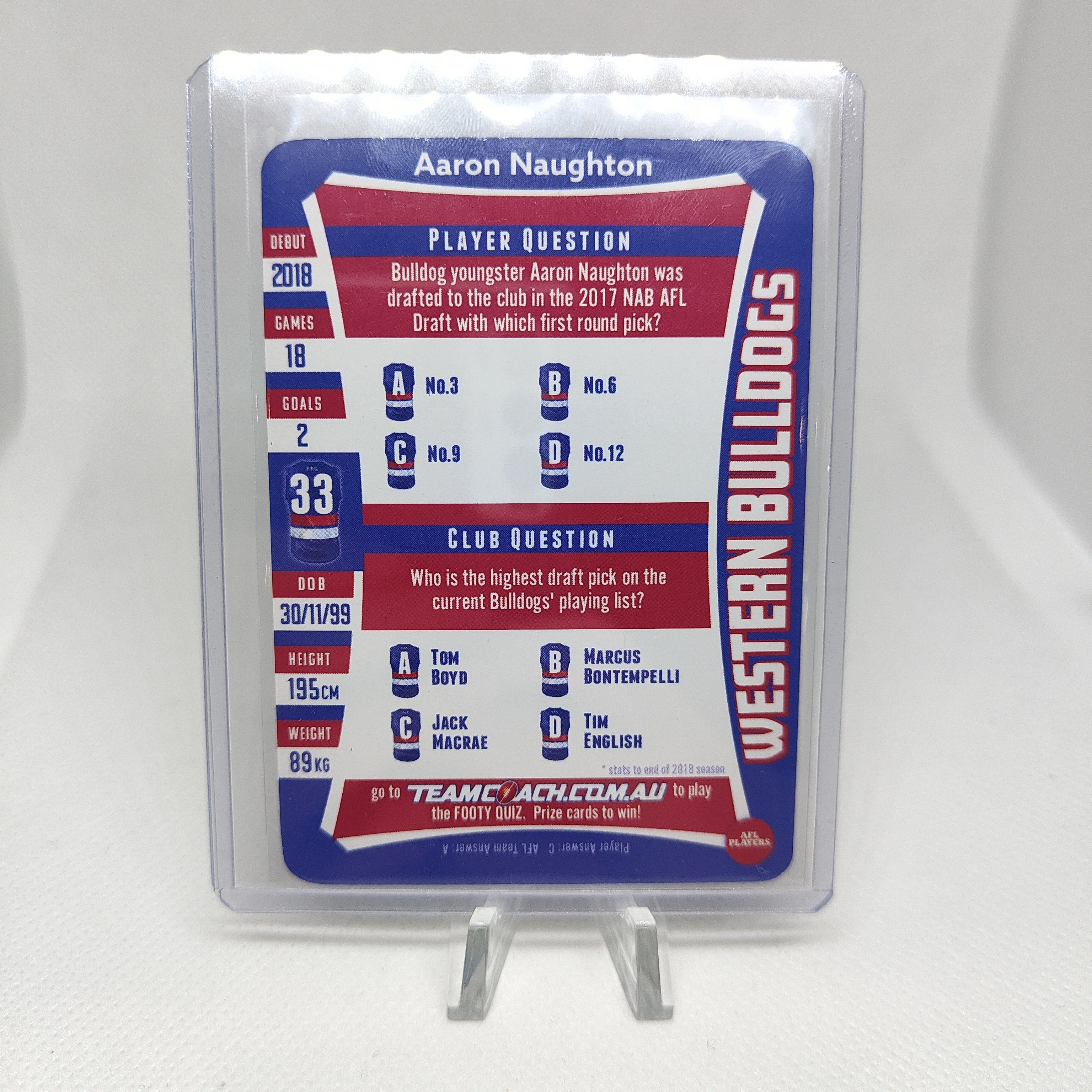 2019 Teamcoach Silver Aaron Naughton Western Bulldogs MISCUT - Image 2