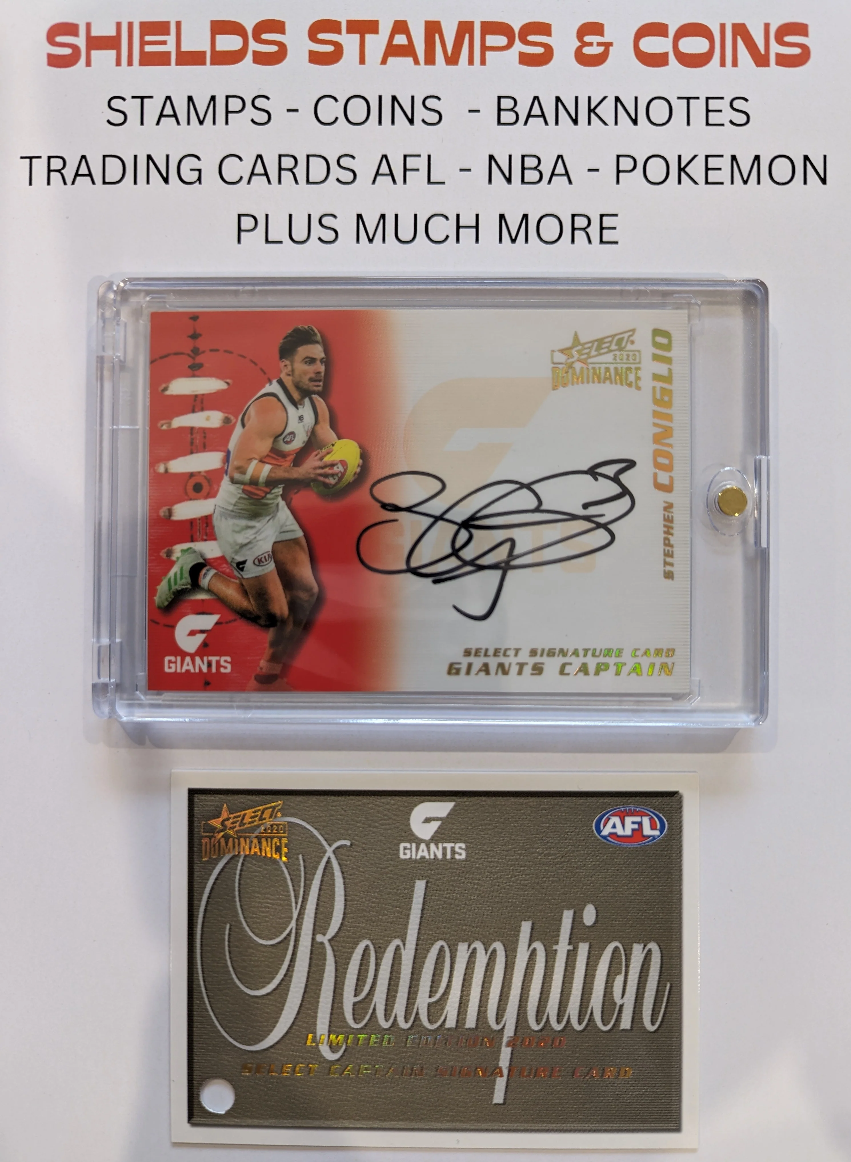 2020 AFL Select Dominance Captain Signature Stephen Coniglio Giants