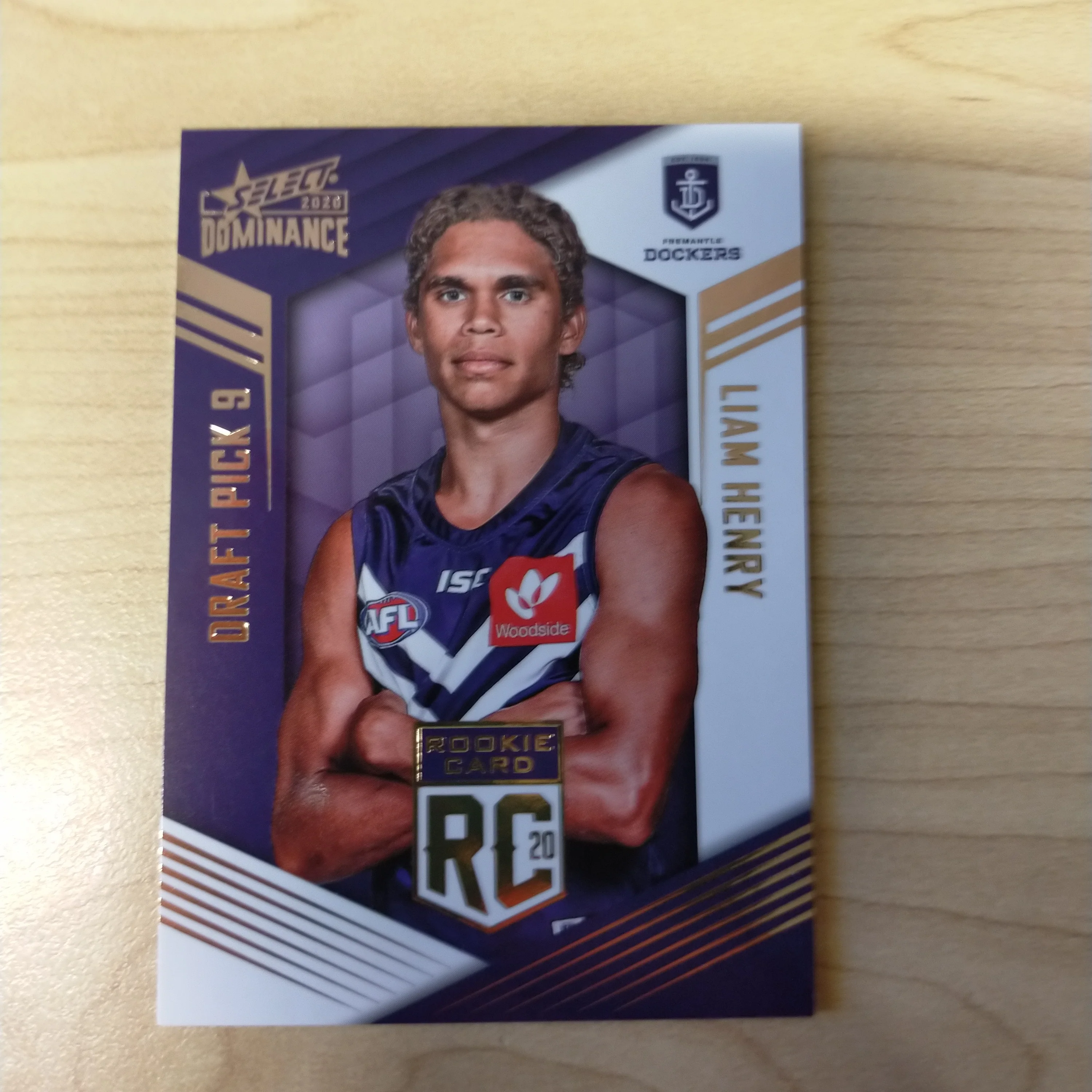 2020 AFL Select Dominance Liam Henry Fremantle Rookie Card RC9 No. 071/295
