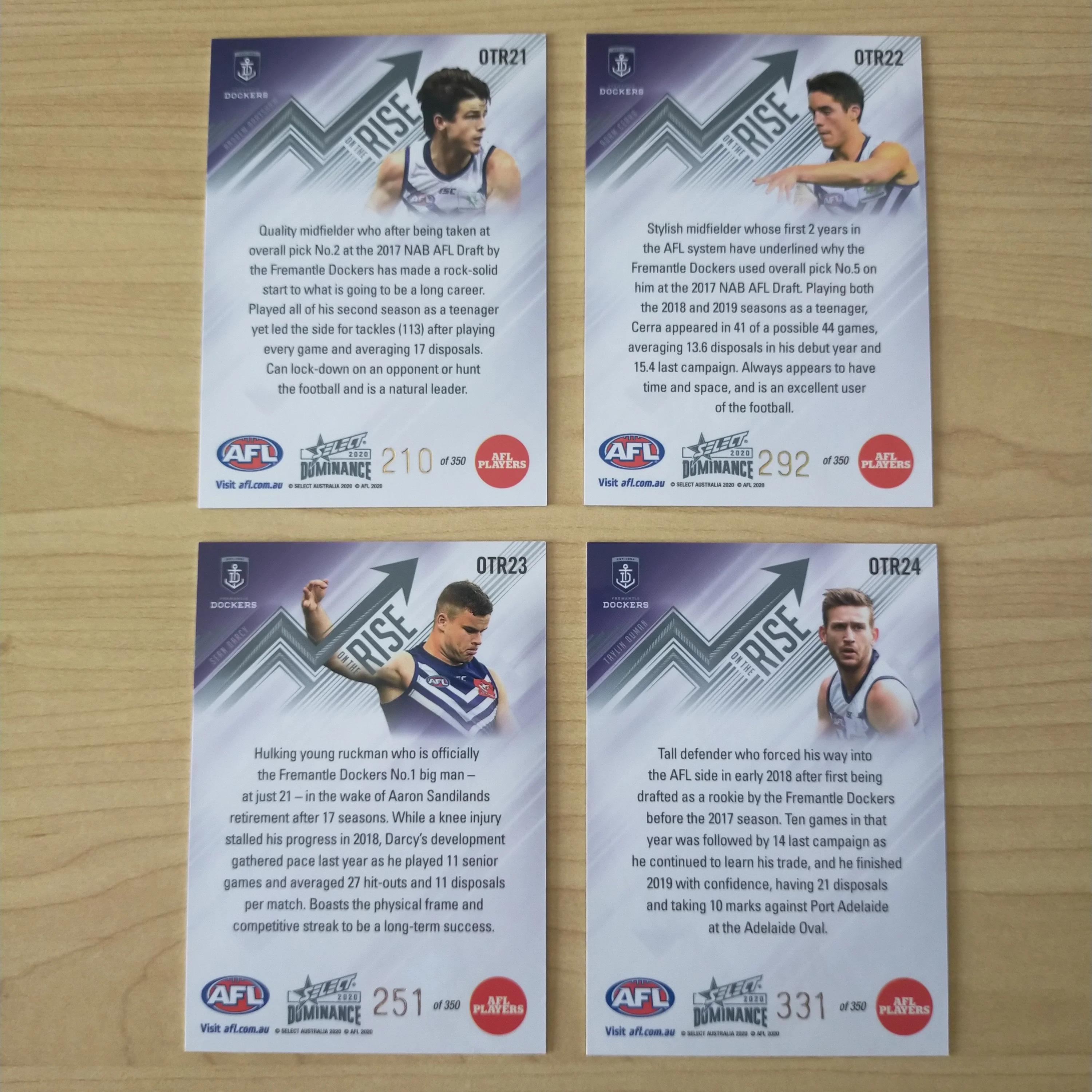 2020 AFL Select Dominance On The Rise Fremantle Team Set of 4 Cards - Image 2