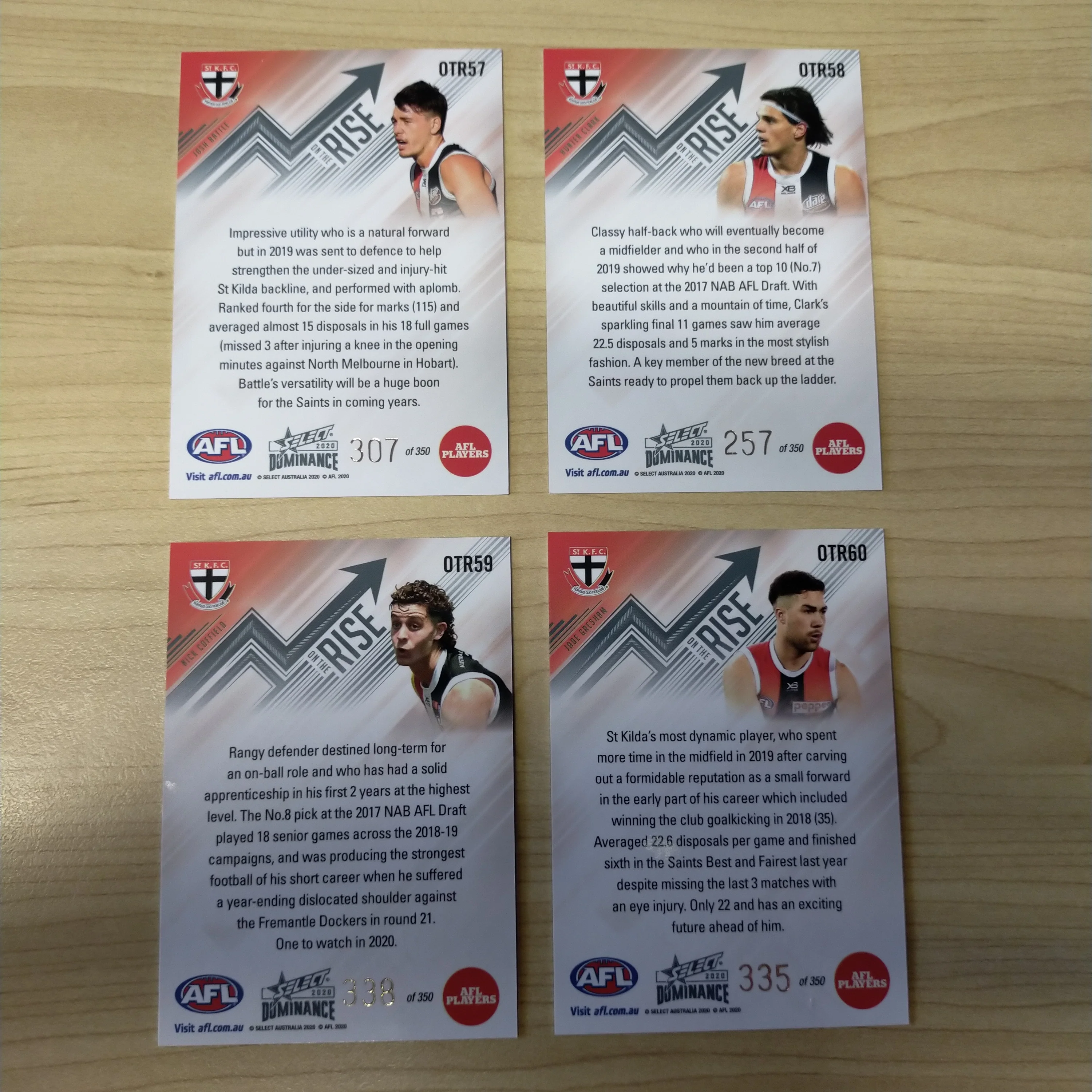 2020 AFL Select Dominance On The Rise St Kilda Team Set of 4 Cards - Image 2