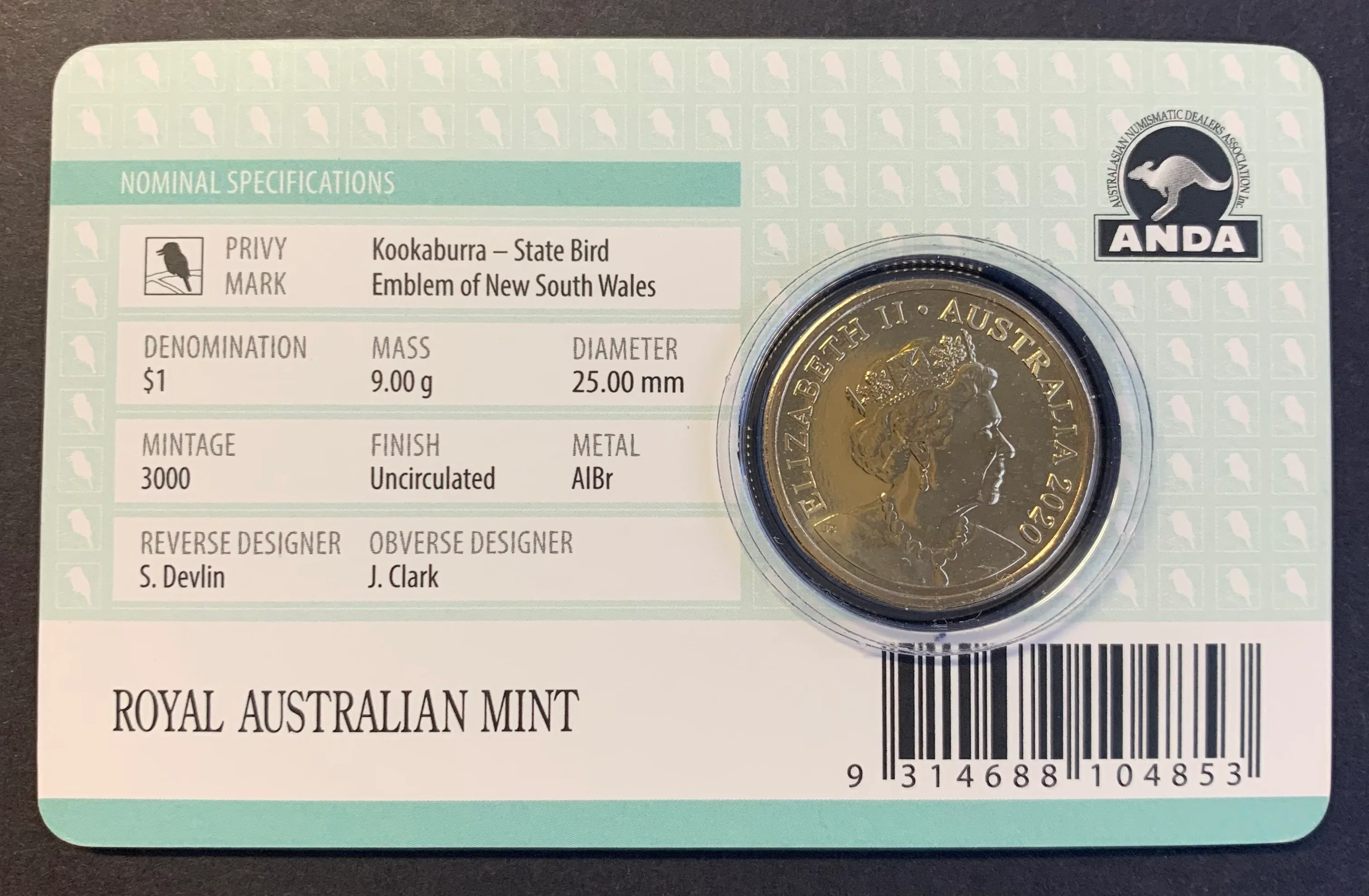 2020 Royal Australian Mint $1 Mob of Roos Sydney ANDA Privy Mark Uncirculated Coin - Image 2