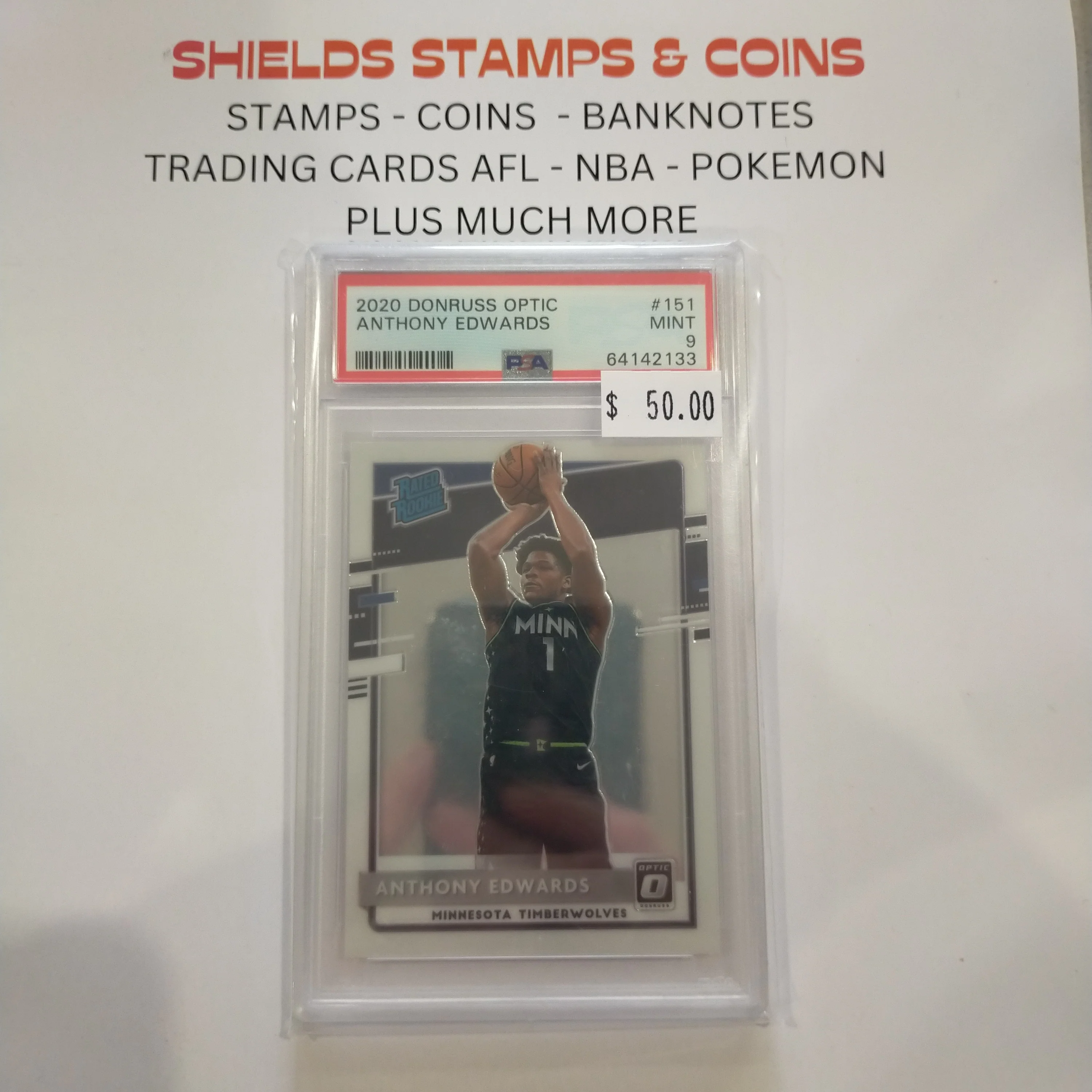2020 Panini Donruss Optic Anthony Edwards NBA Basketball Card PSA Graded Mint