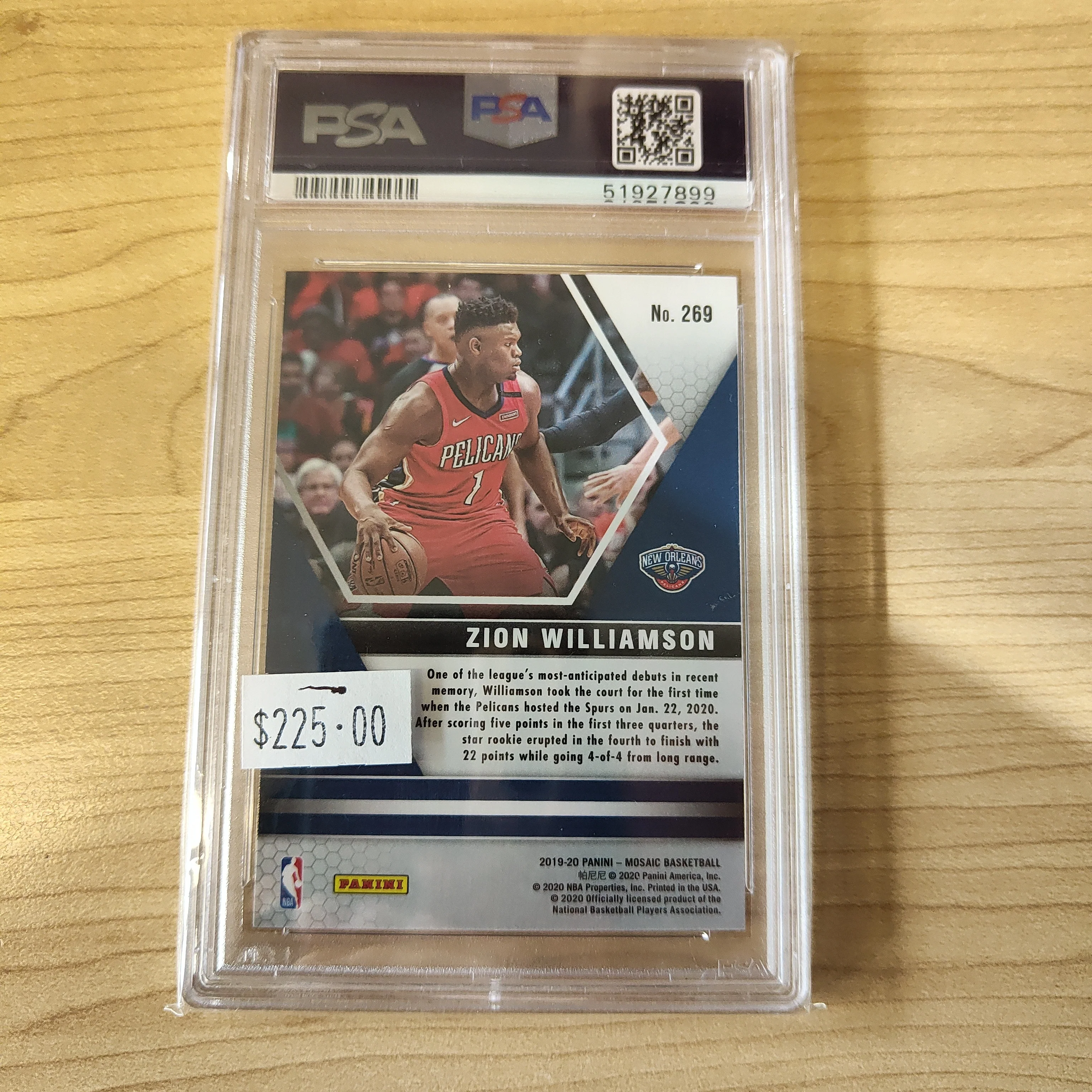 2019 Panini Mosaic NBA Debut Rookie Card Zion Williamson PSA Graded Gem MT 10 NBA Basketball Card - Image 2