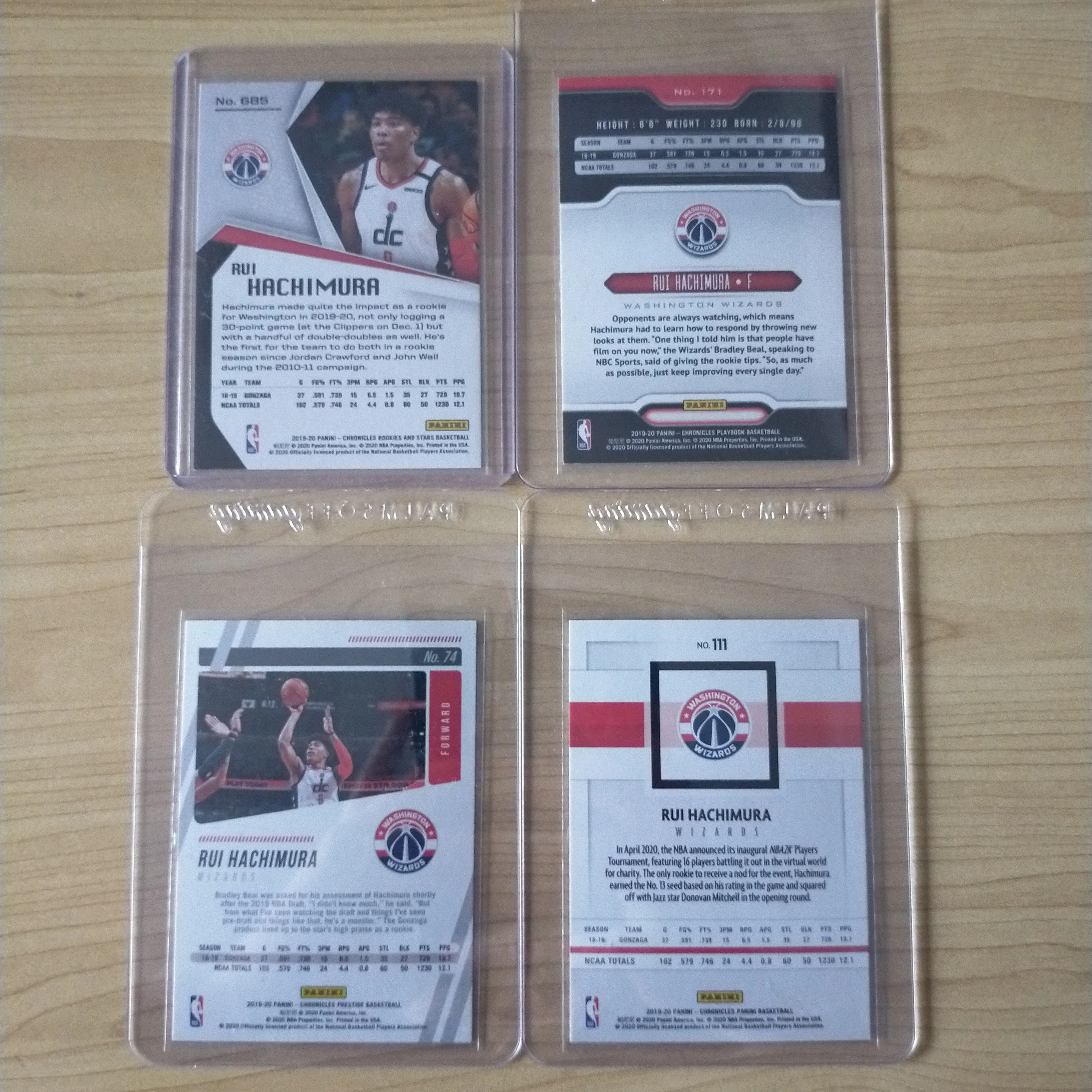 2020 Panini Rui Hachimura Washington Wizards Rookie Cards x 7 - Image 3