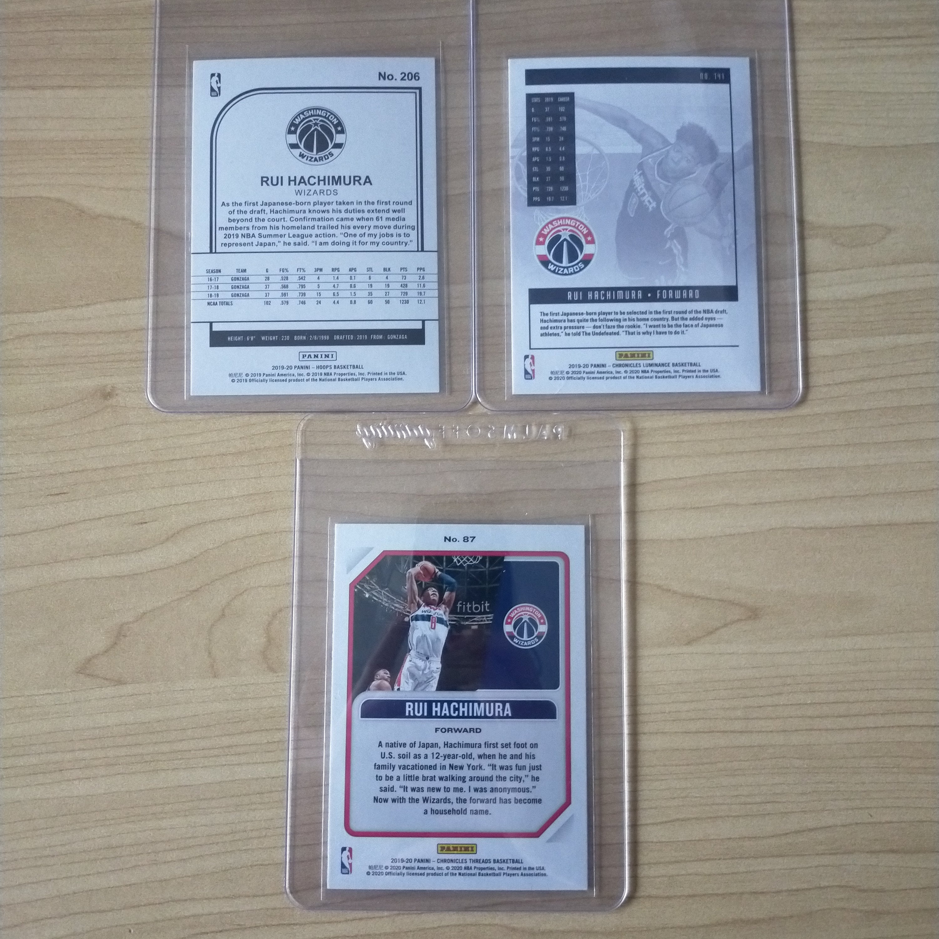 2020 Panini Rui Hachimura Washington Wizards Rookie Cards x 7 - Image 6