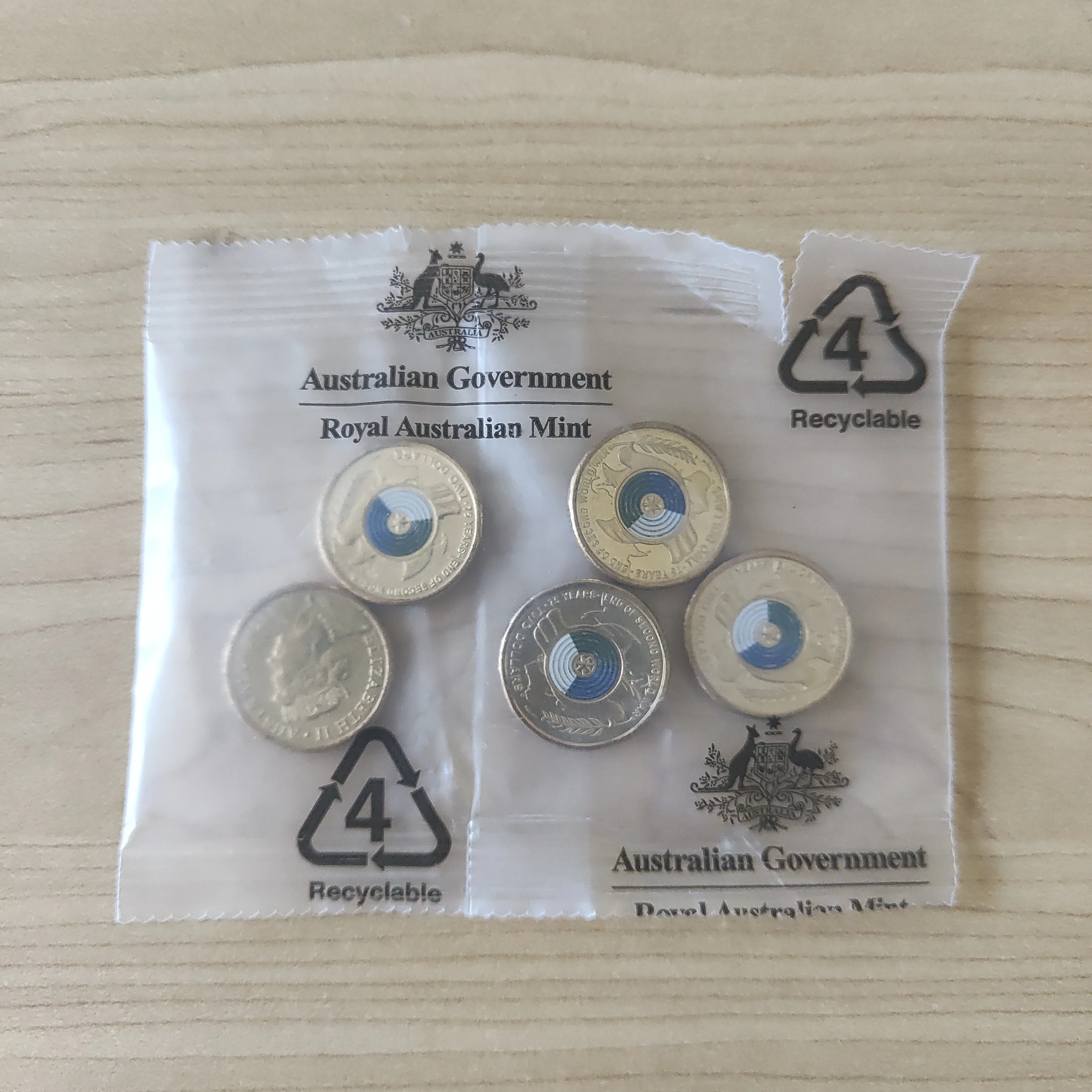 Australia 2020 RAM $2 75th Anniversary End of WWII Coloured Uncirculated Coins in Mint Bag