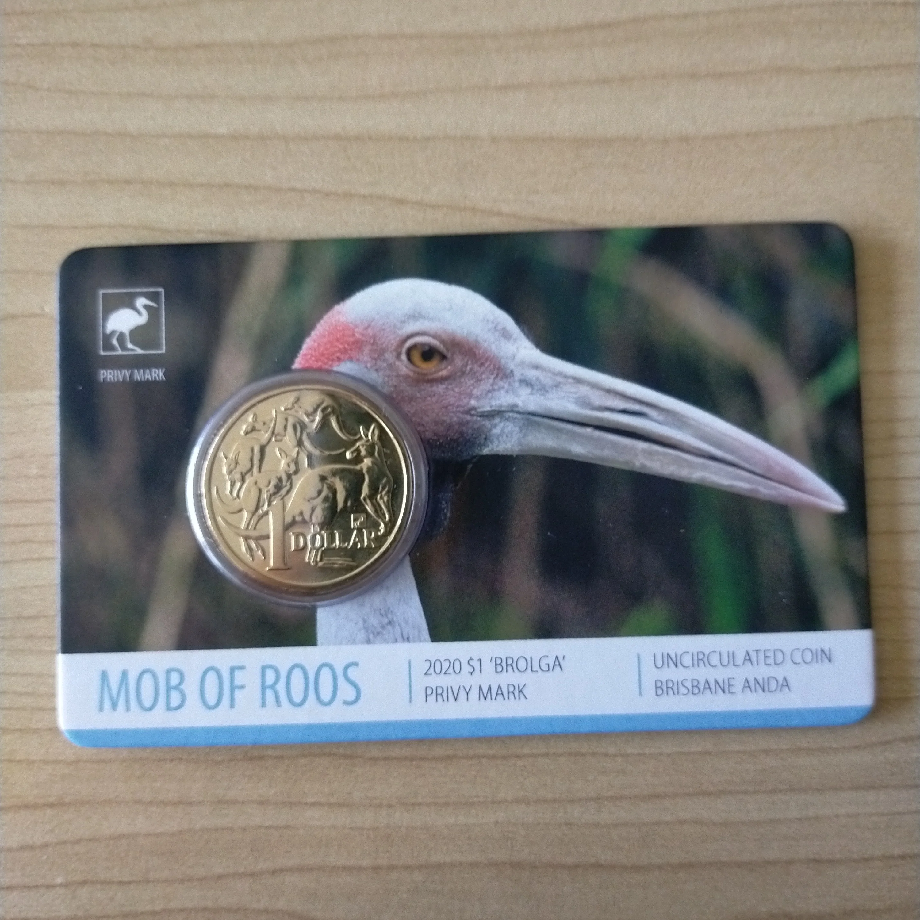 Australia 2020 Royal Australian Mint $1 Mob of Roos Brolga Brisbane ANDA Privy Mark Uncirculated Coin