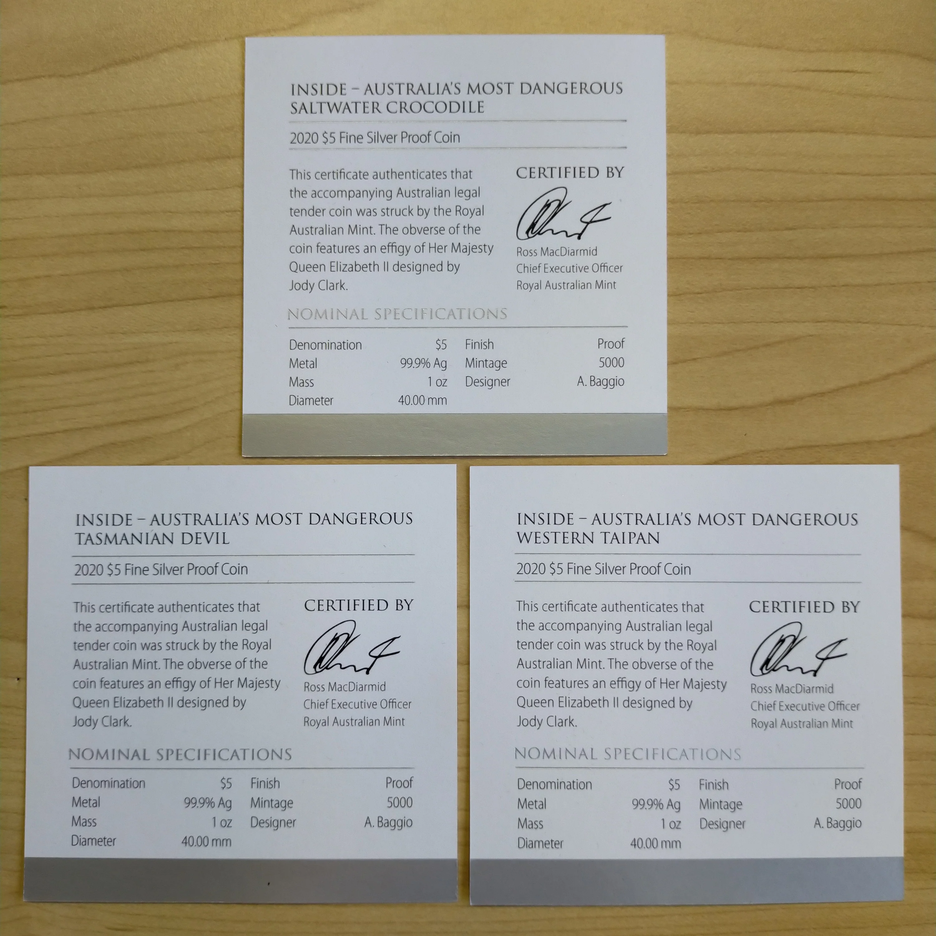 2020 Royal Australian Mint $5 Inside Australia's Most Dangerous 1oz Silver Proof Coin Set of 3 - Image 11