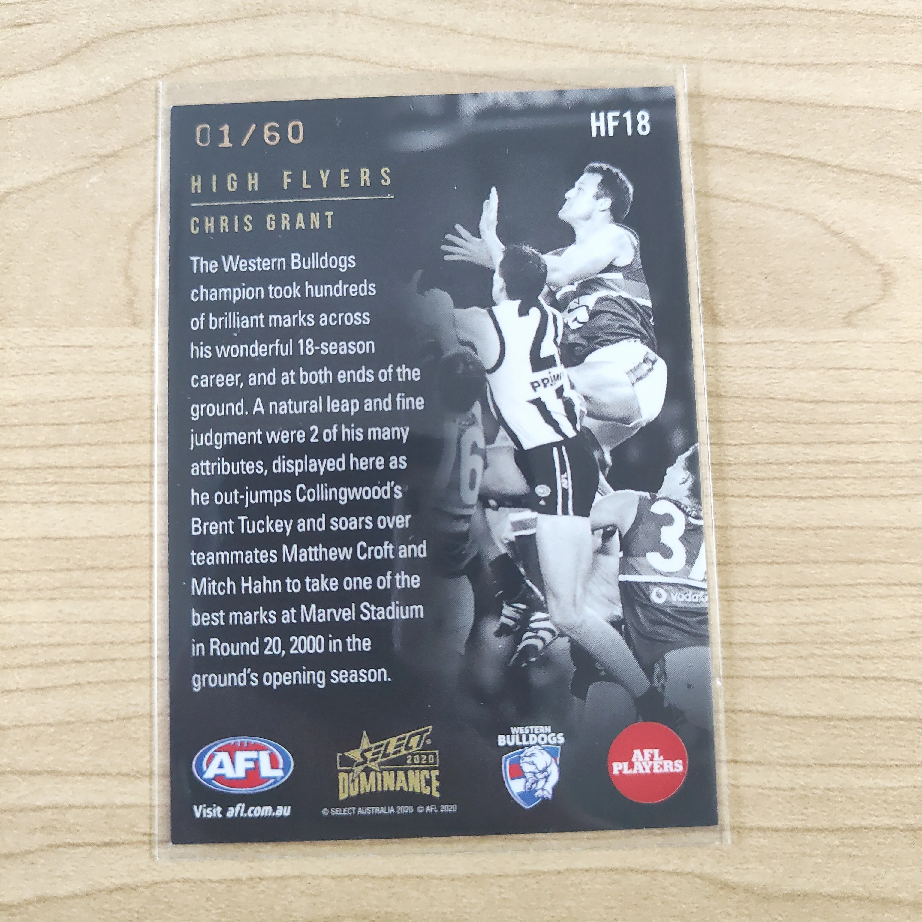 2020 Select Dominance High Flyers Chris Grant Western Bulldogs LOW NUMBER No.01/60 - Image 2