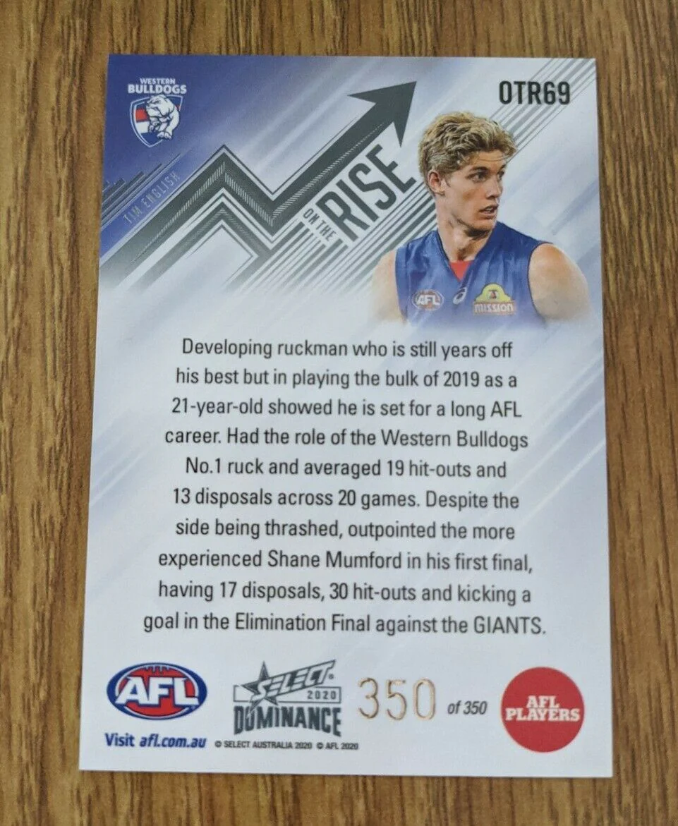 2020 Select Dominance On the Rise - Tim English #350/350 Western Bulldogs