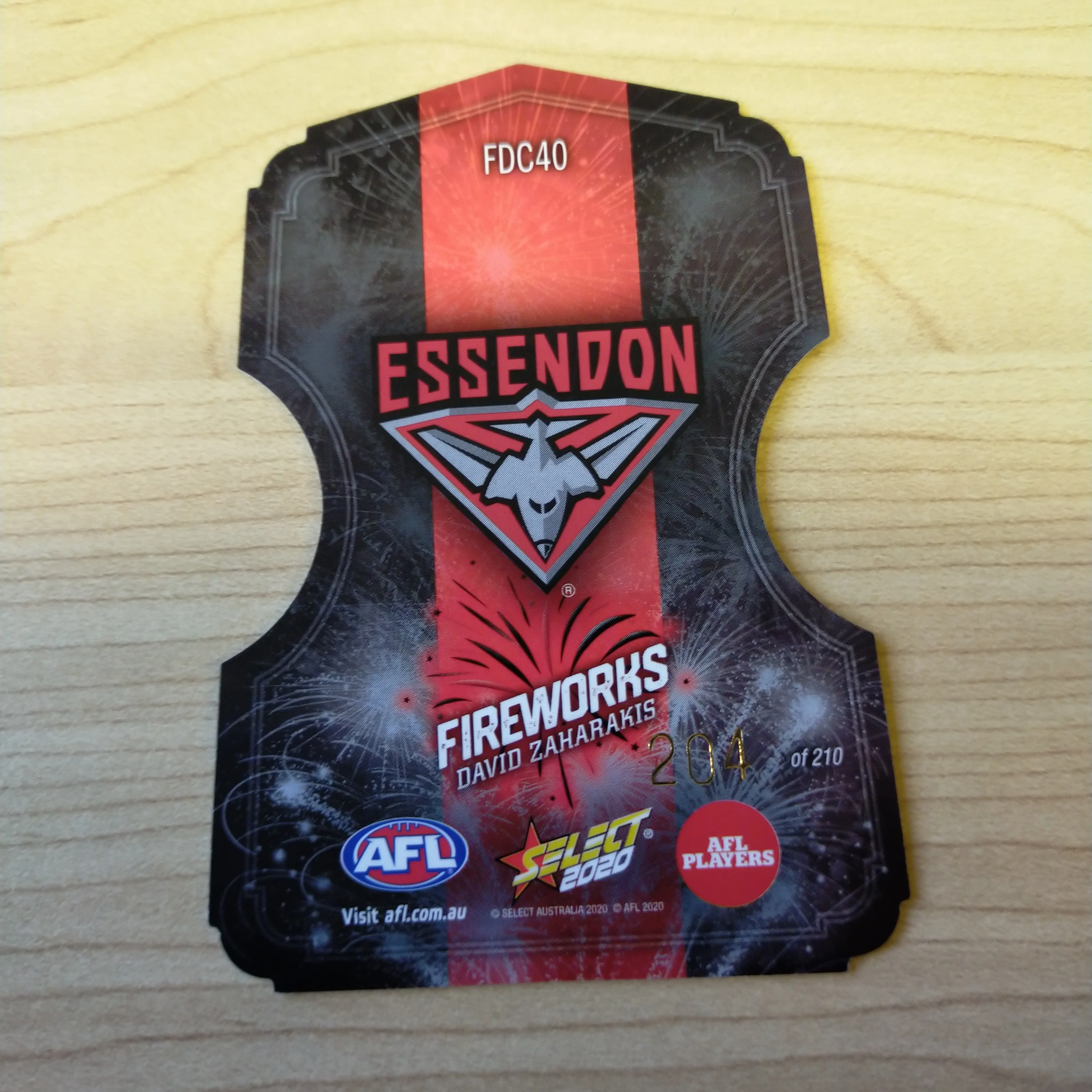 2020 Select Fireworks David Zaharakis Essendon No.204/210 - Image 2