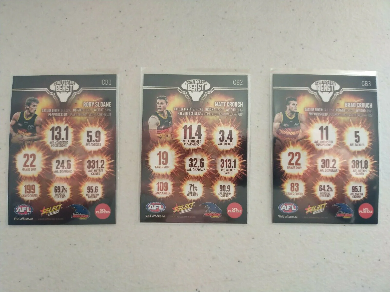 2020 Select Footy Stars Contested Beast Adelaide Team Set Of 3 Cards - Image 2
