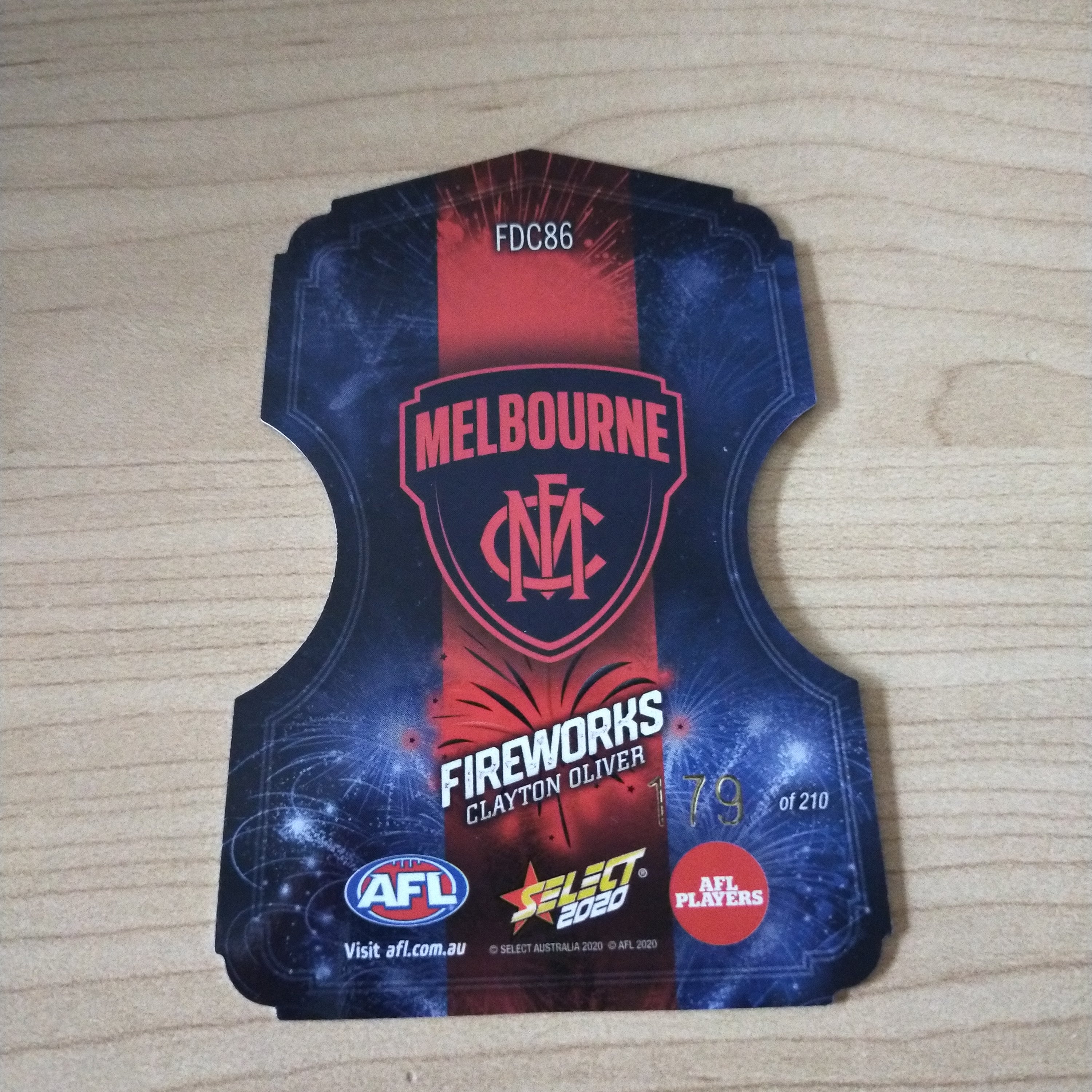 2020 Select Footy Stars Fireworks Clayton Oliver Melbourne No. 179/210 - Image 2