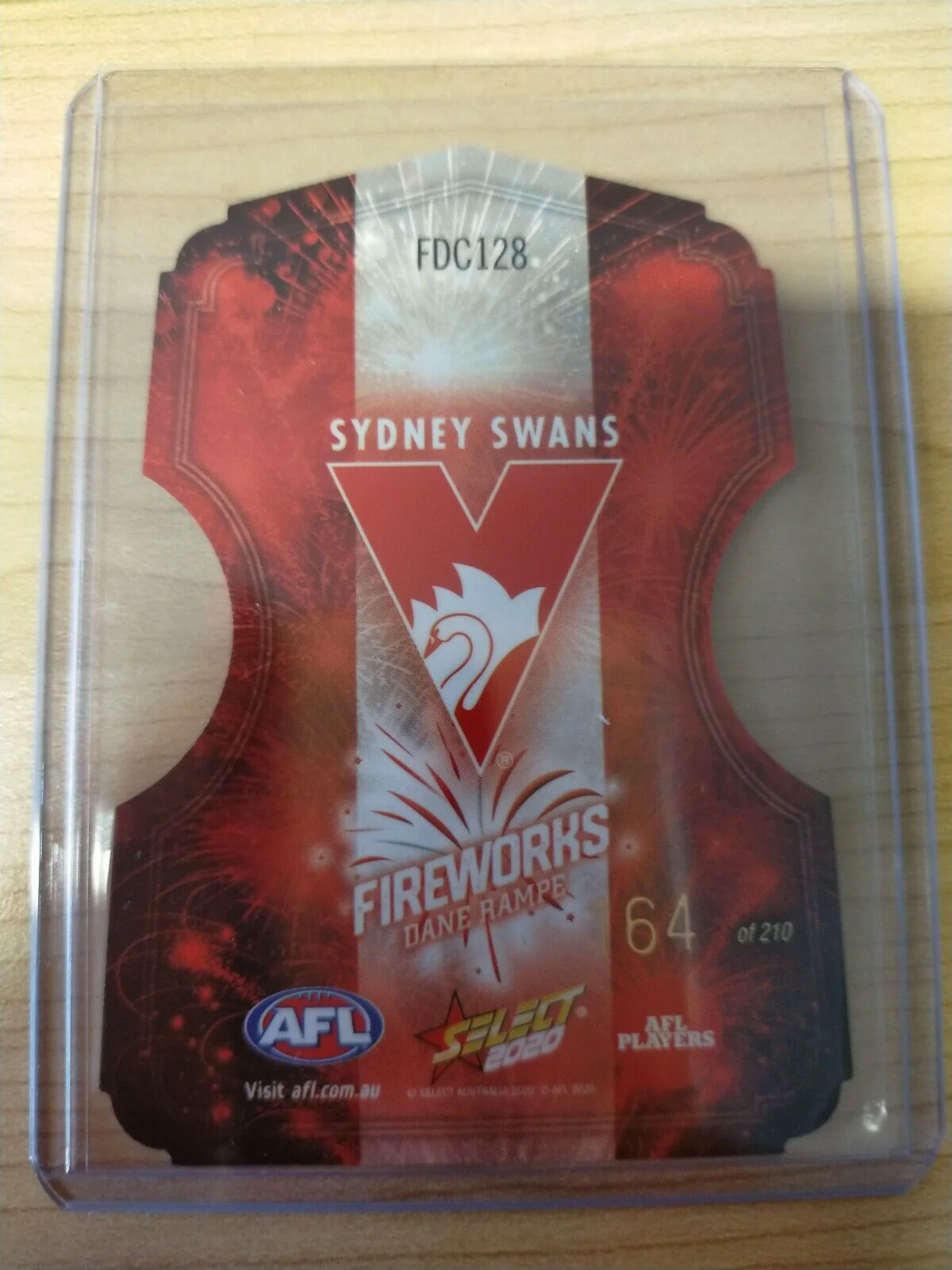 2020 Select Footy Stars Fireworks Dane Rampe Sydney No. 164/210 - Image 2