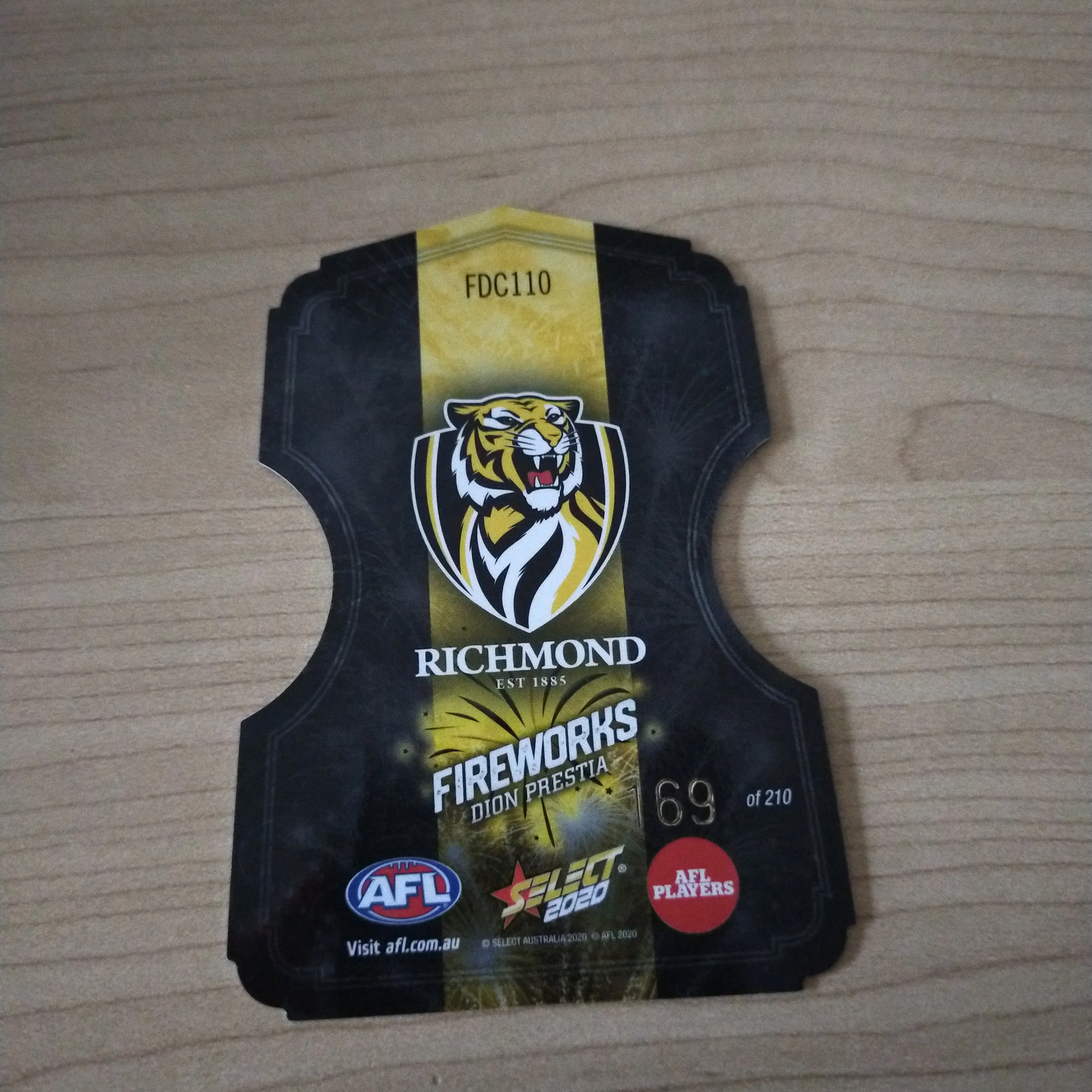 2020 Select Footy Stars Fireworks Dion Prestia Richmond No. 169/210 - Image 2