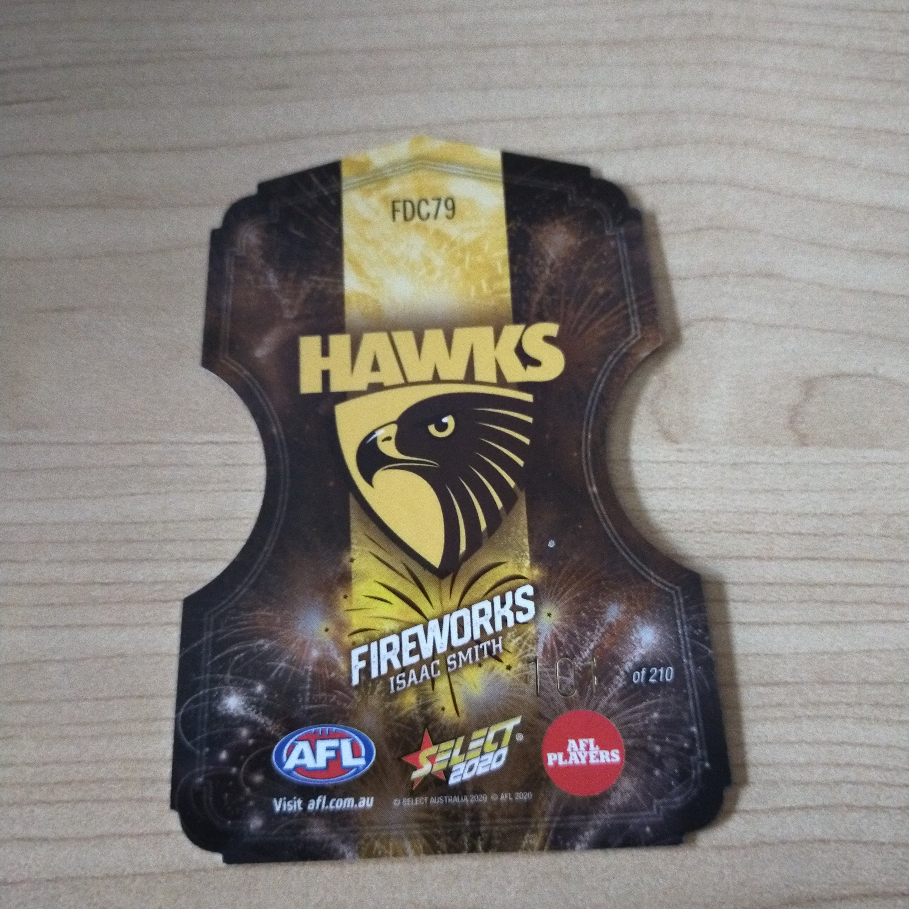 2020 Select Footy Stars Fireworks Isaac Smith Hawthorn No. 101/210 - Image 2