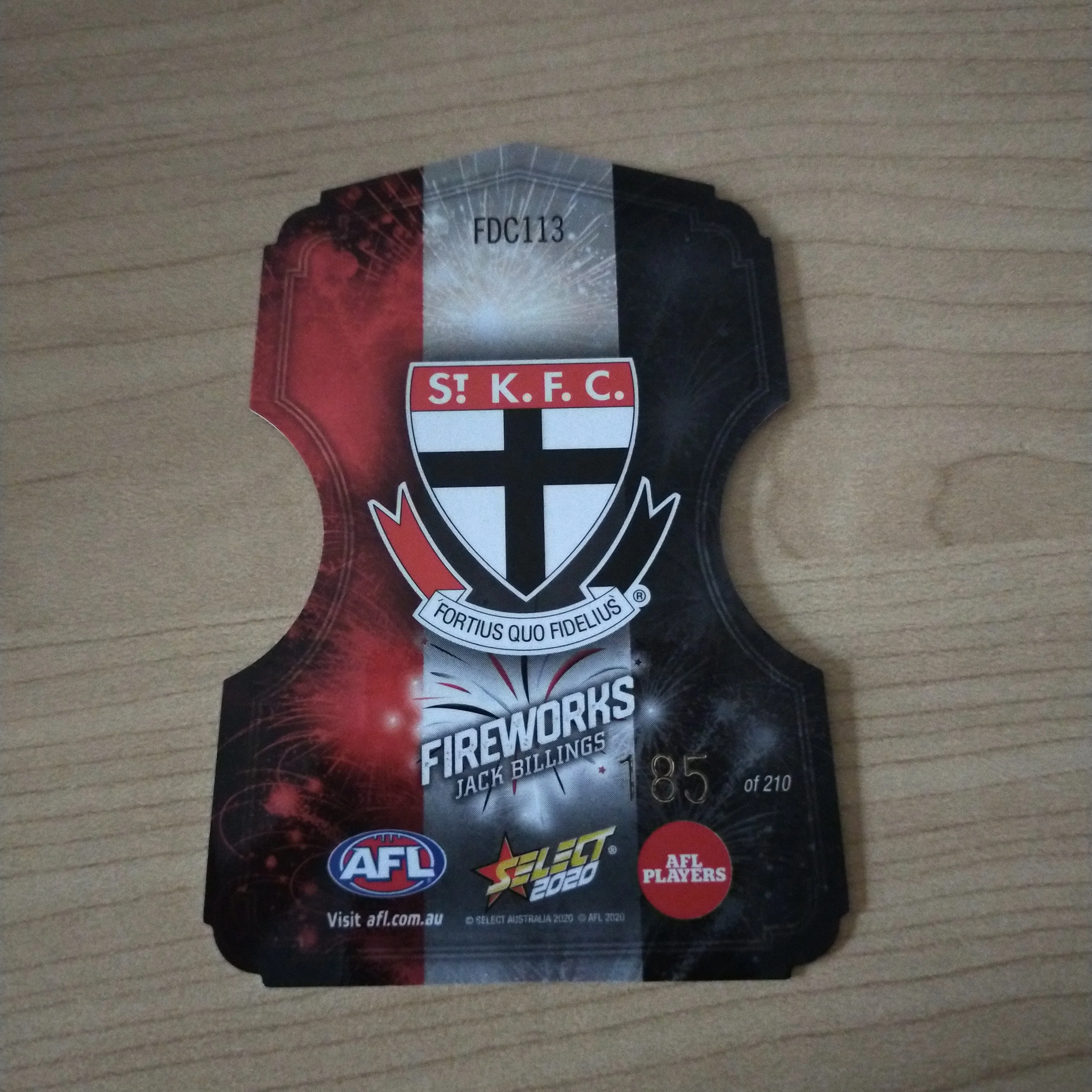 2020 Select Footy Stars Fireworks Jack Billings St Kilda No. 185/210 - Image 2