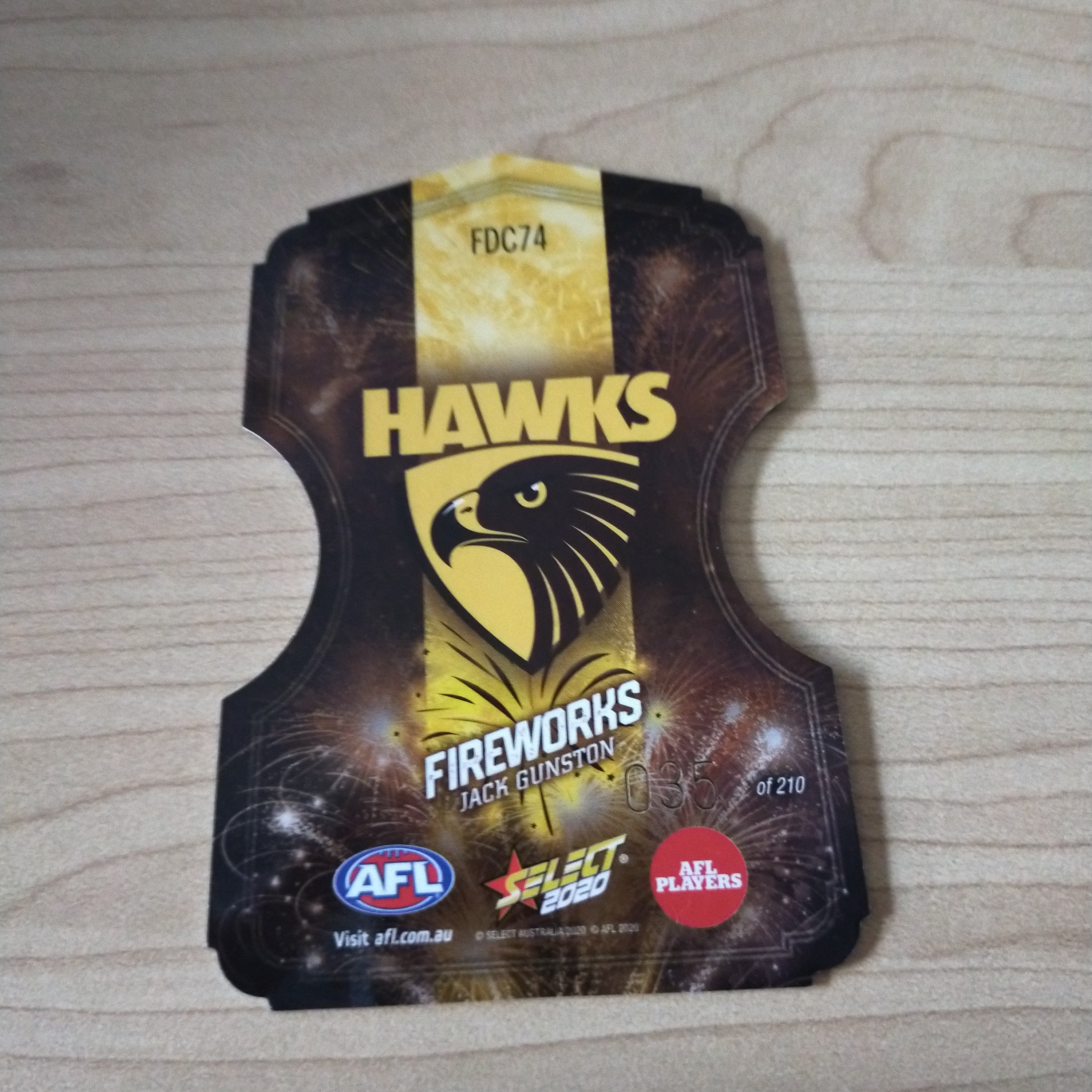 2020 Select Footy Stars Fireworks Jack Gunston Hawthorn No. 035/210 - Image 2