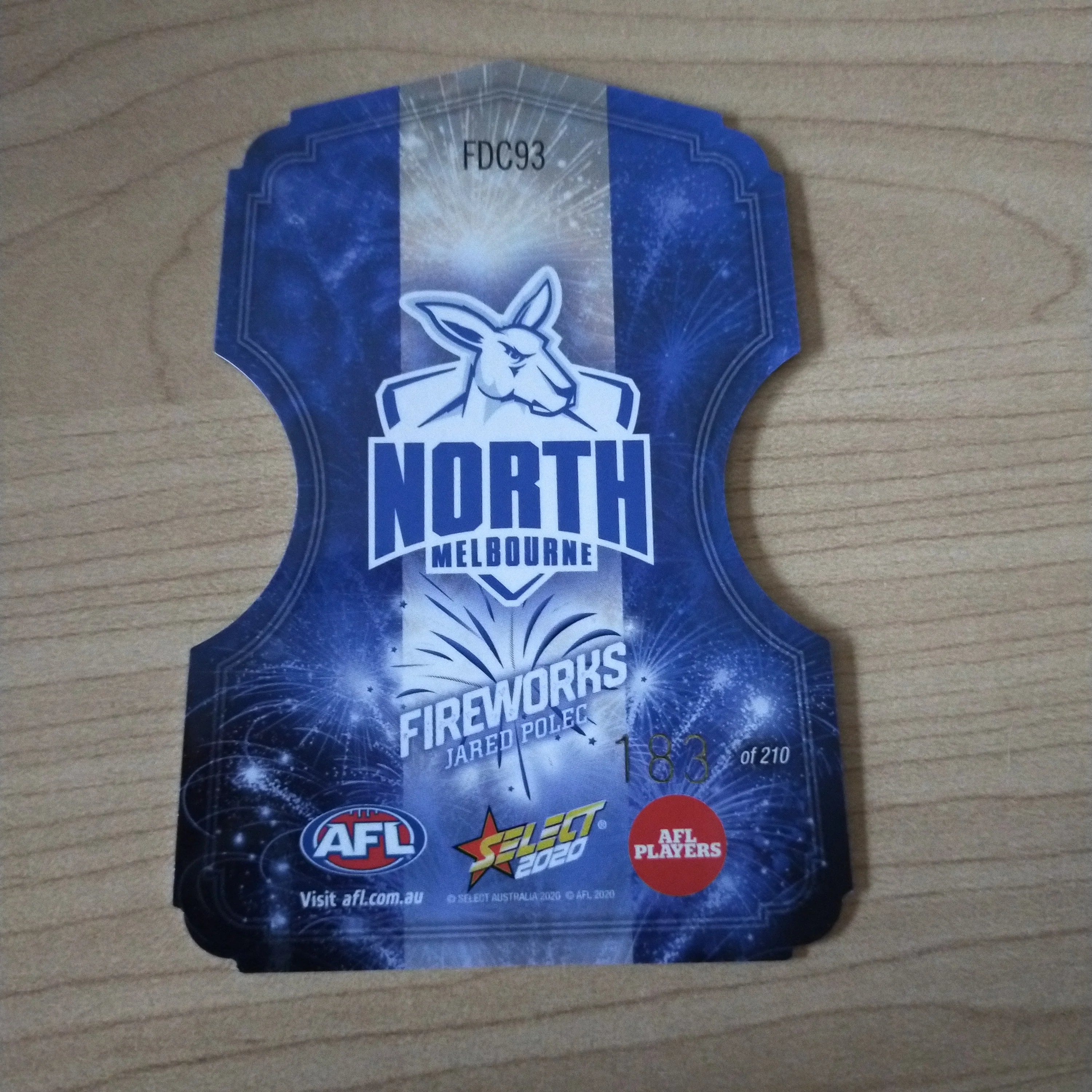 2020 Select Footy Stars Fireworks Jared Polec North Melbourne No. 183/210 - Image 2