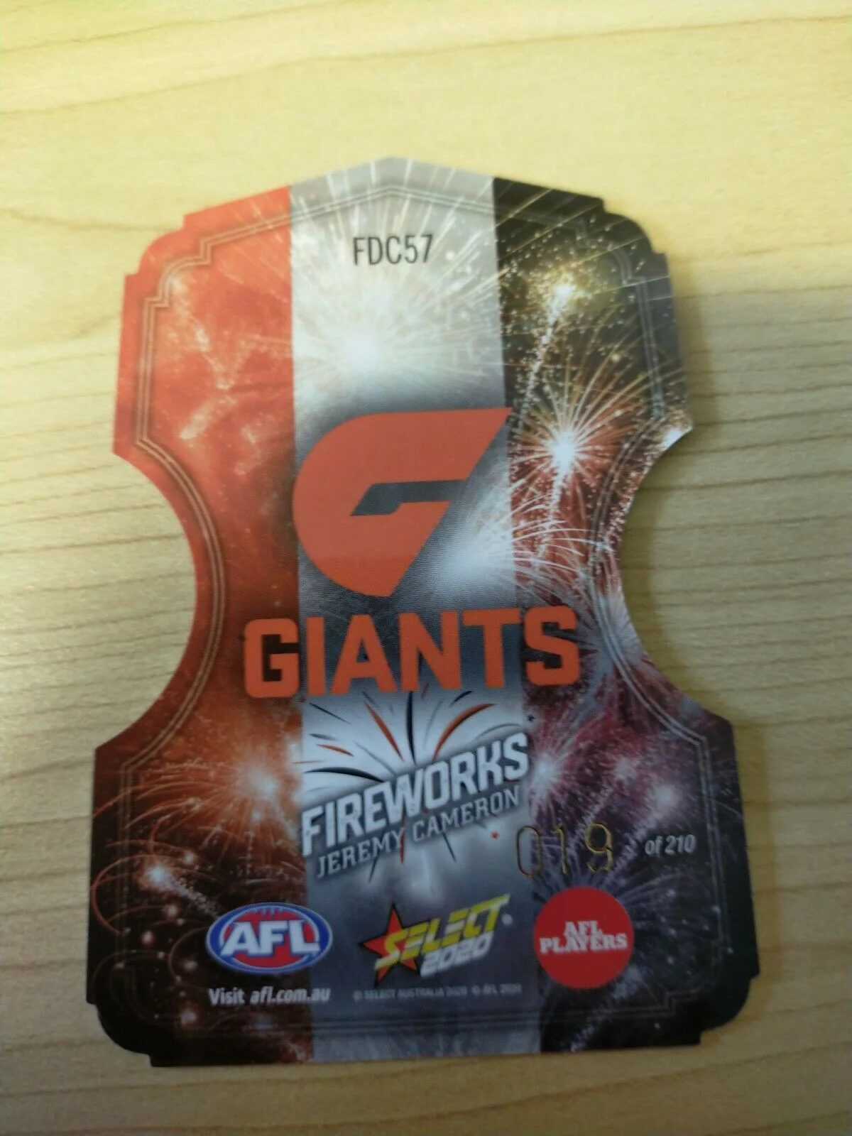 2020 Select Footy Stars Fireworks Jeremy Cameron GWS Giants No.019/210 - Image 2