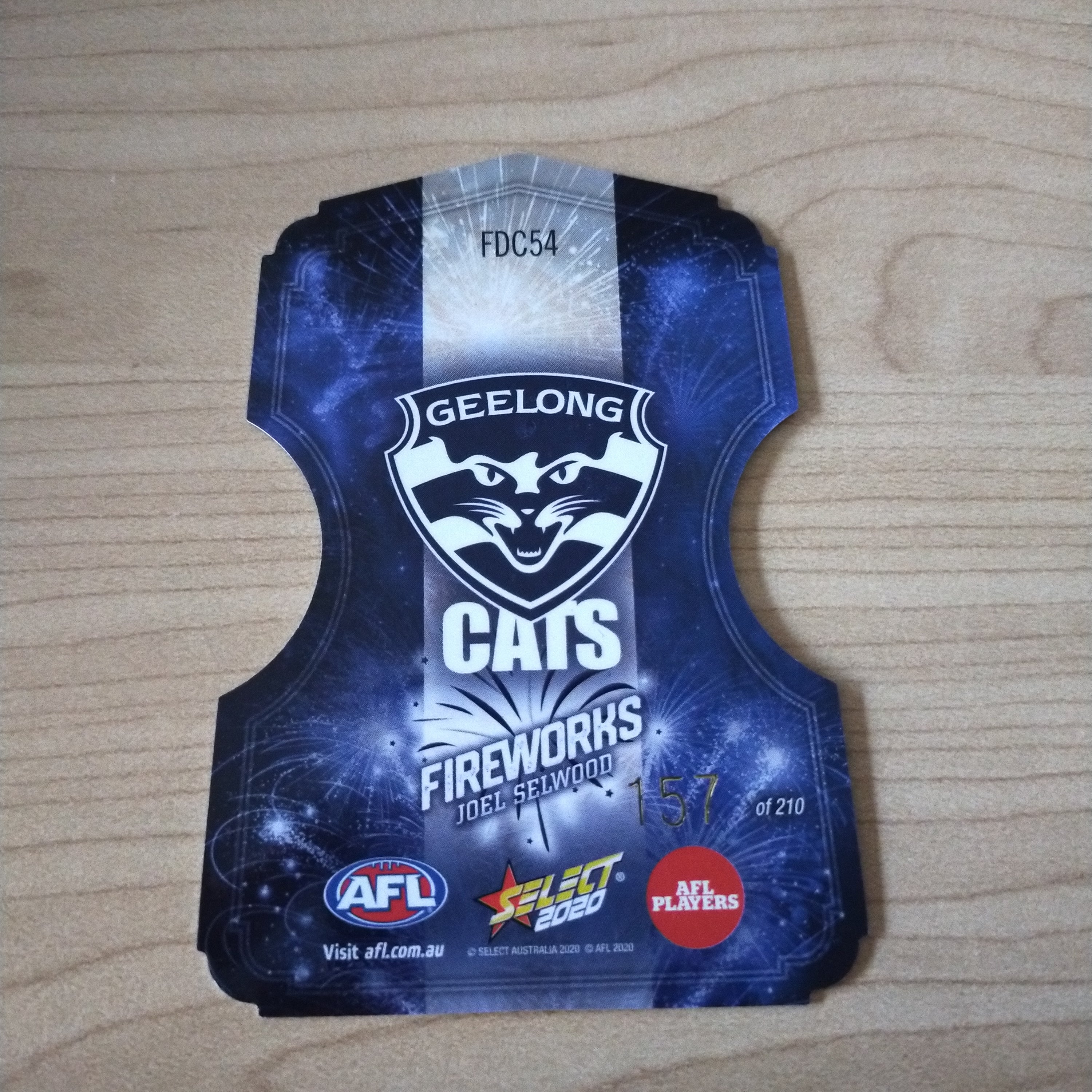 2020 Select Footy Stars Fireworks Joel Selwood Geelong No. 157/210 - Image 2