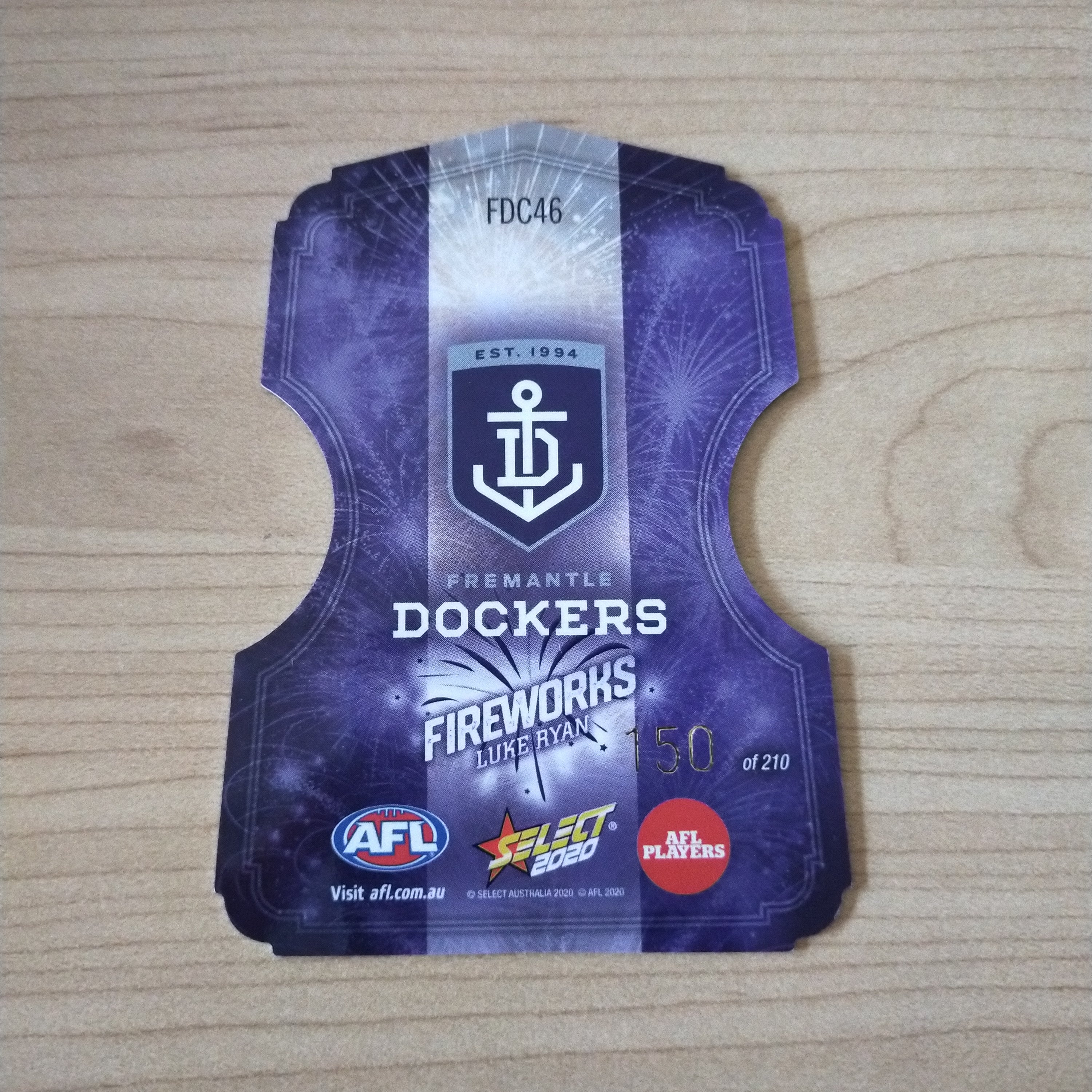 2020 Select Footy Stars Fireworks Luke Ryan Fremantle No. 150/210 - Image 2