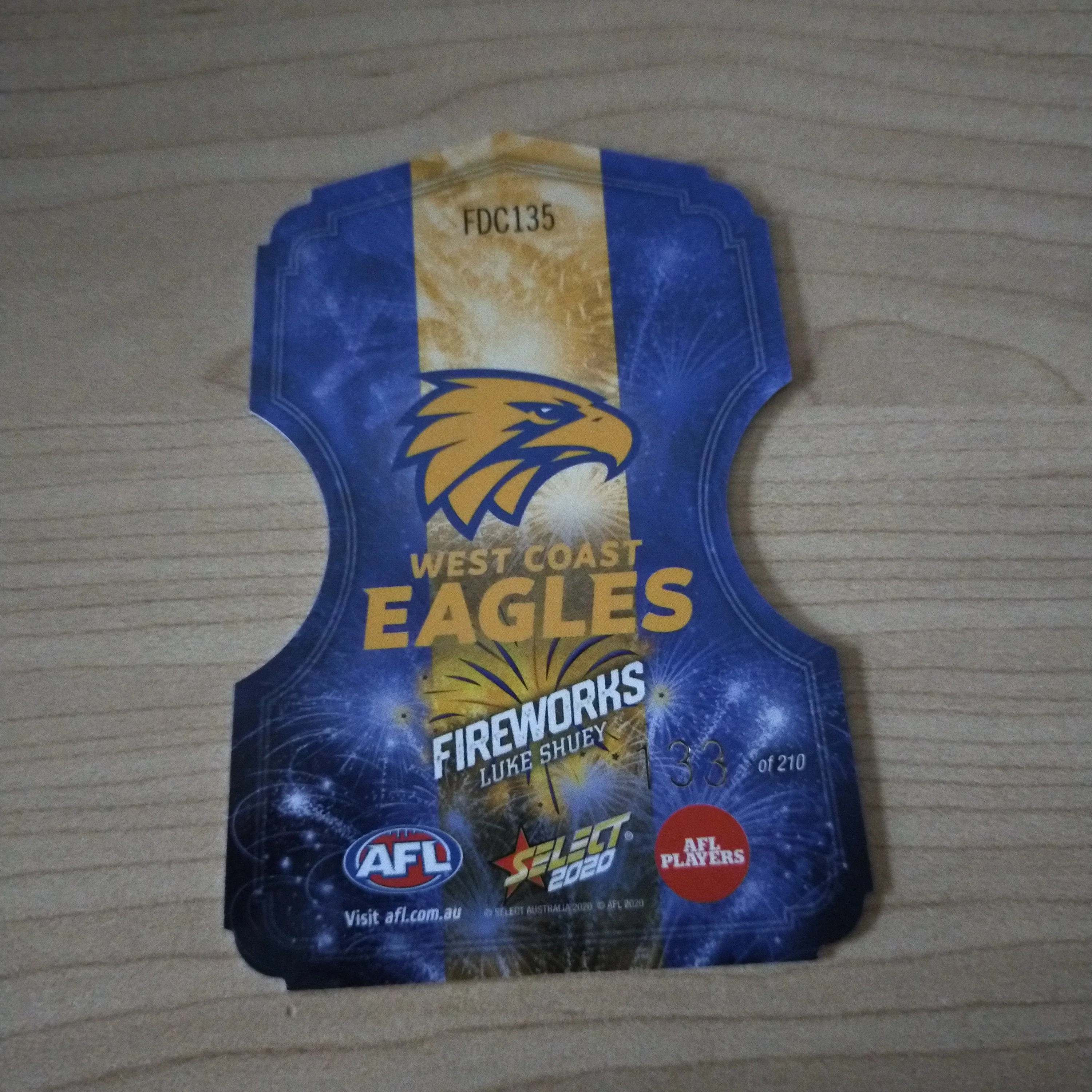 2020 Select Footy Stars Fireworks Luke Shuey West Coast No. 133/210 - Image 2