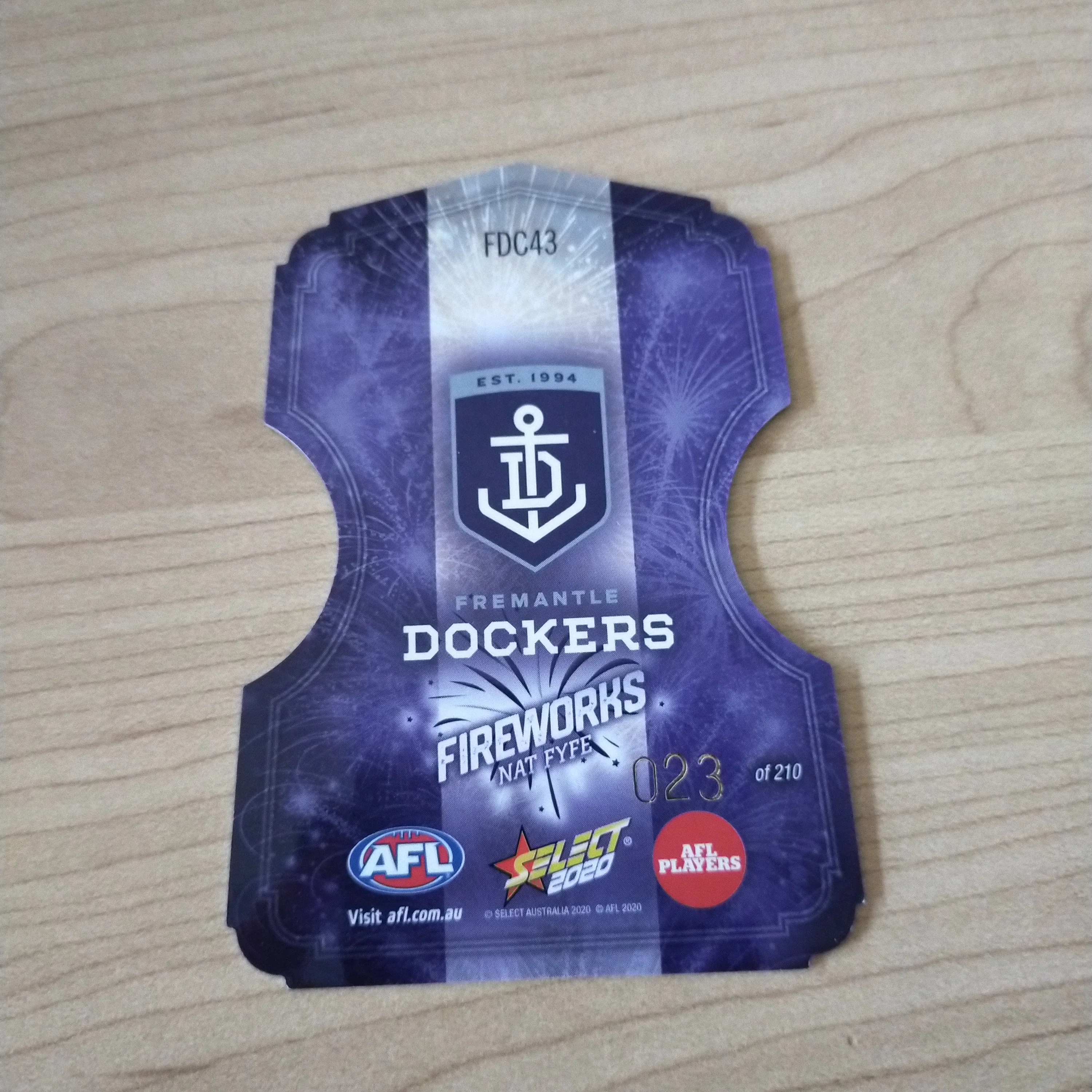2020 Select Footy Stars Fireworks Nat Fyfe Fremantle No. 023/210 - Image 2