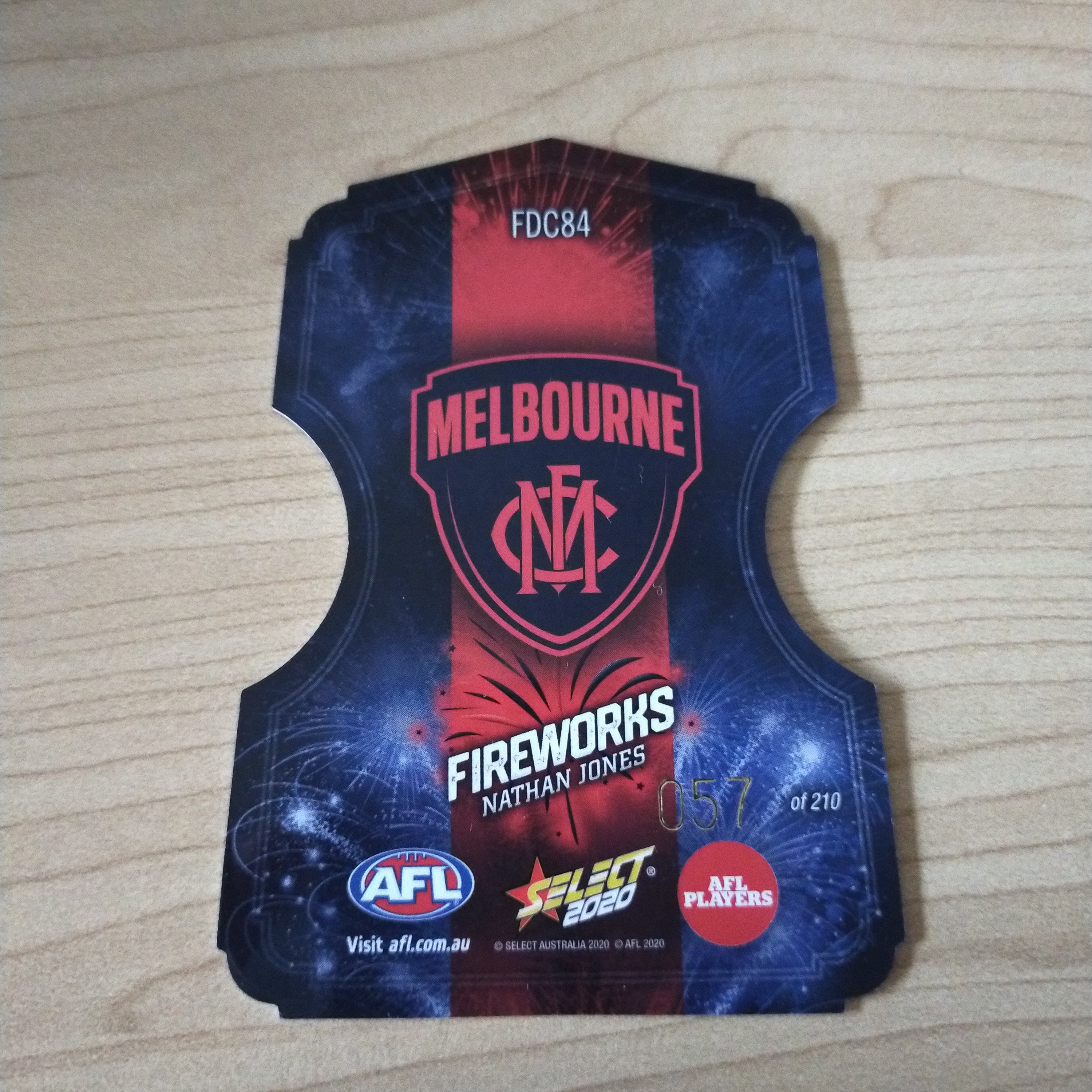 2020 Select Footy Stars Fireworks Nathan Jones Melbourne No. 057/210 - Image 2